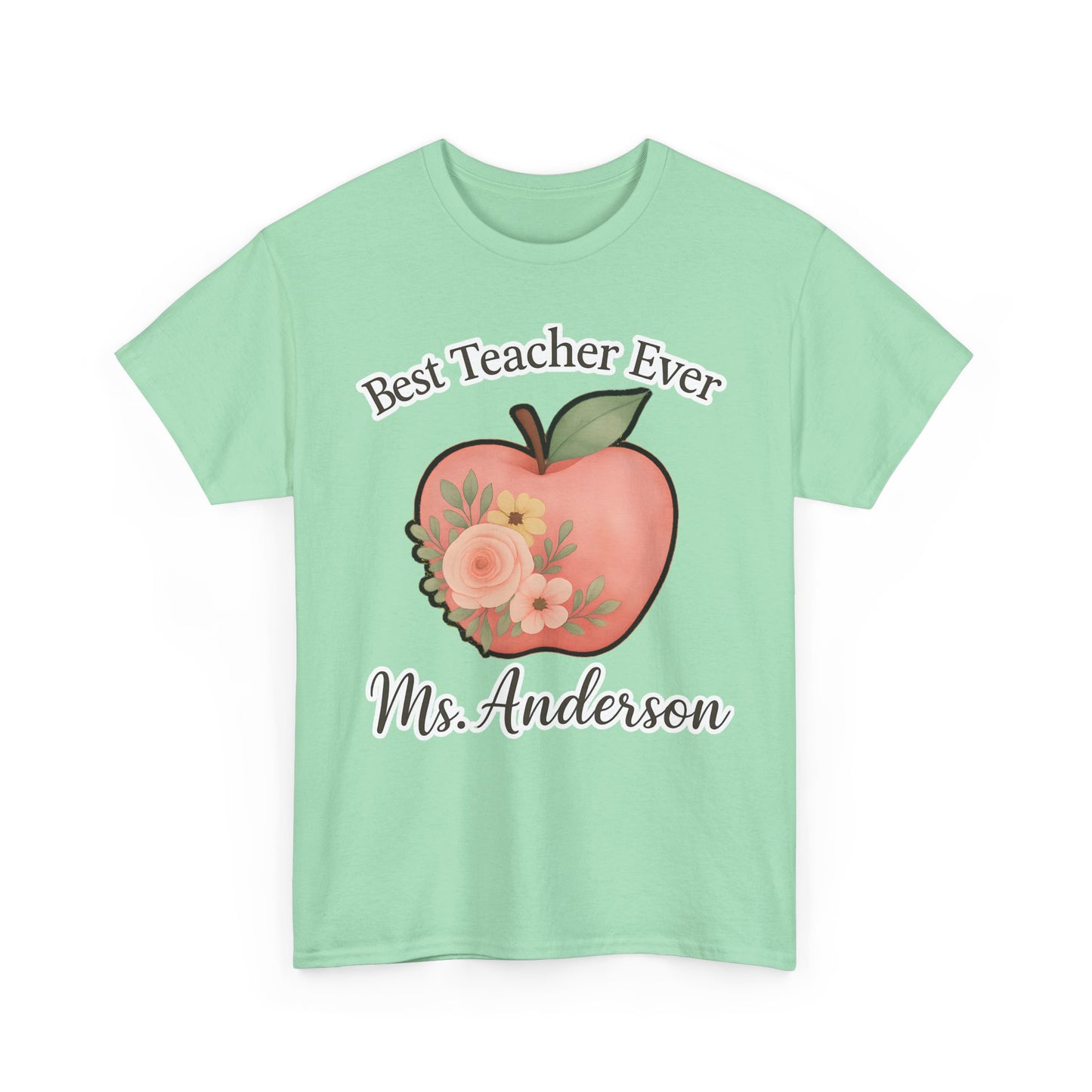 Best Teacher Ever Personalized Gift β Custom Name Floral Apple Design on T-Shirt, Mug, Tote & More β Teacher Appreciation Gift