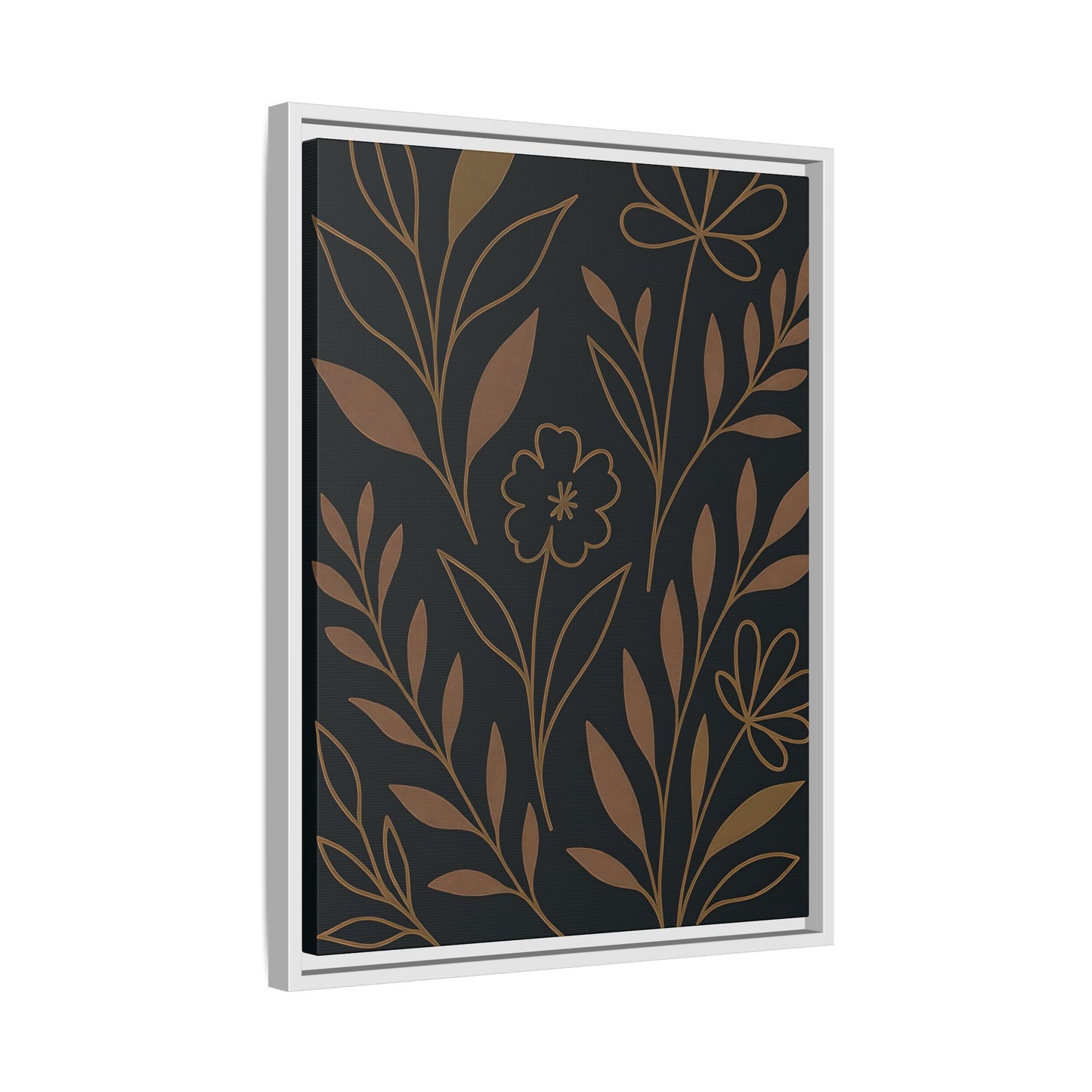 Midnight Garden Botanical Wall Art – Minimalist Floral Line Art Canvas Print, Modern Nature-Inspired Home Décor