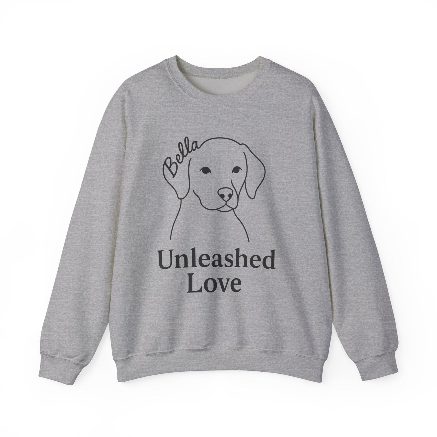 Custom Dog Name Sweatshirt – “Unleashed Love” Pet Lover Crewneck | Personalized Dog Owner Gift, Cute Minimalist Dog Line Art Pullover