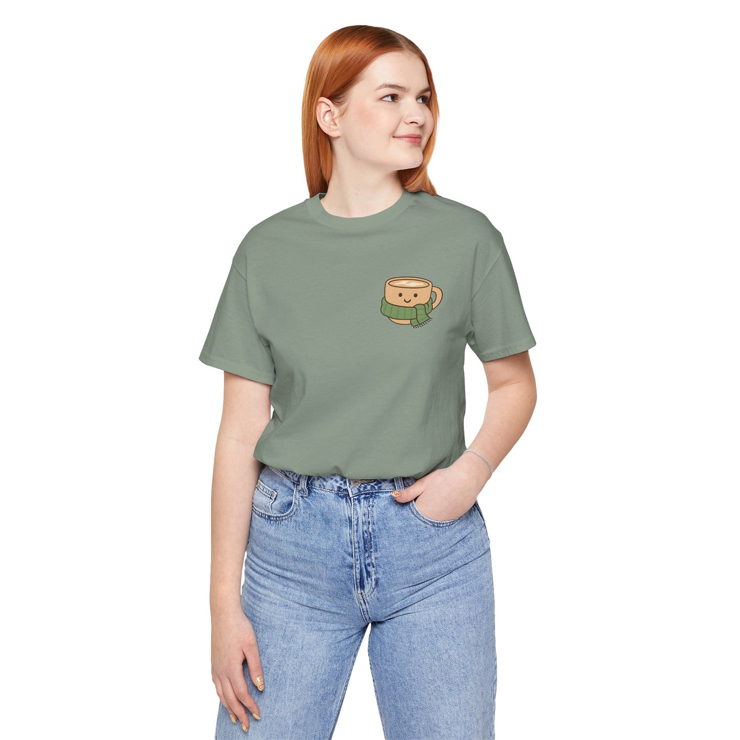 Emotional Support Latte Unisex T-Shirt – Bella + Canvas Coffee Lover Tee, Cozy Aesthetic Fall Shirt, Small Front + Big Back Design
