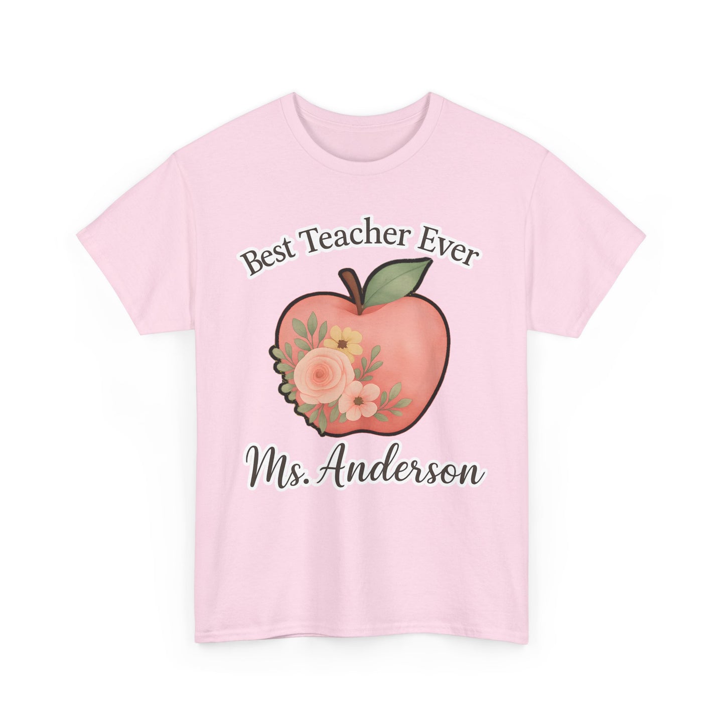 Best Teacher Ever Personalized Gift β Custom Name Floral Apple Design on T-Shirt, Mug, Tote & More β Teacher Appreciation Gift