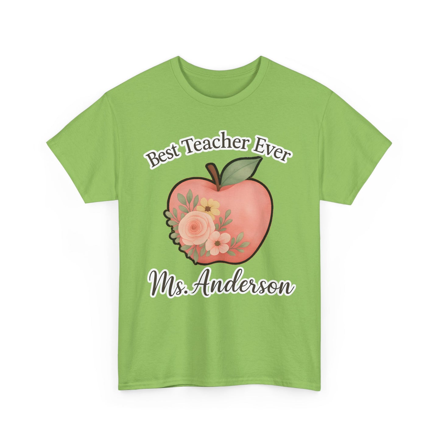 Best Teacher Ever Personalized Gift β Custom Name Floral Apple Design on T-Shirt, Mug, Tote & More β Teacher Appreciation Gift