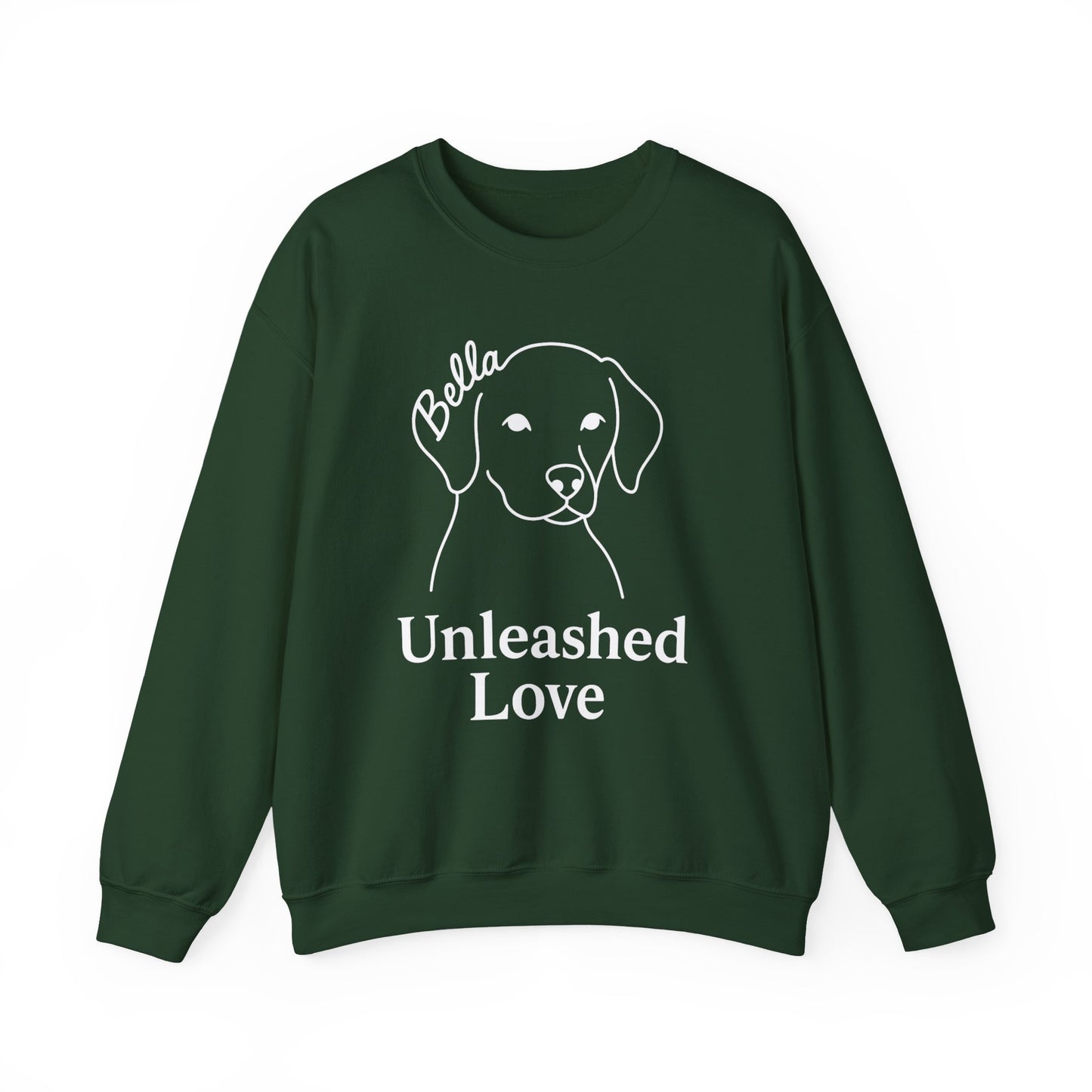 Custom Dog Name Sweatshirt – “Unleashed Love” Pet Lover Crewneck | Personalized Dog Owner Gift, Cute Minimalist Dog Line Art Pullover