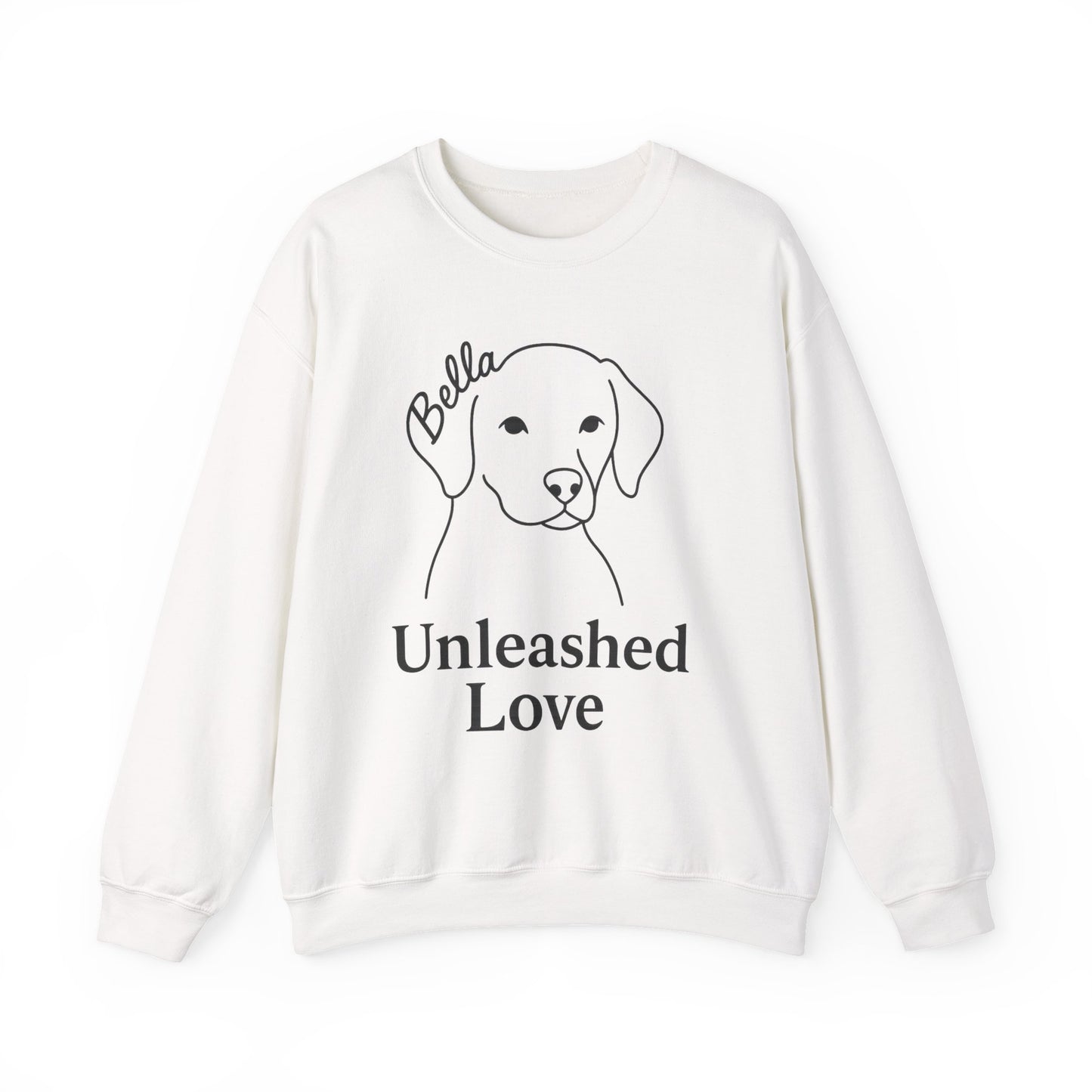 Custom Dog Name Sweatshirt – “Unleashed Love” Pet Lover Crewneck | Personalized Dog Owner Gift, Cute Minimalist Dog Line Art Pullover