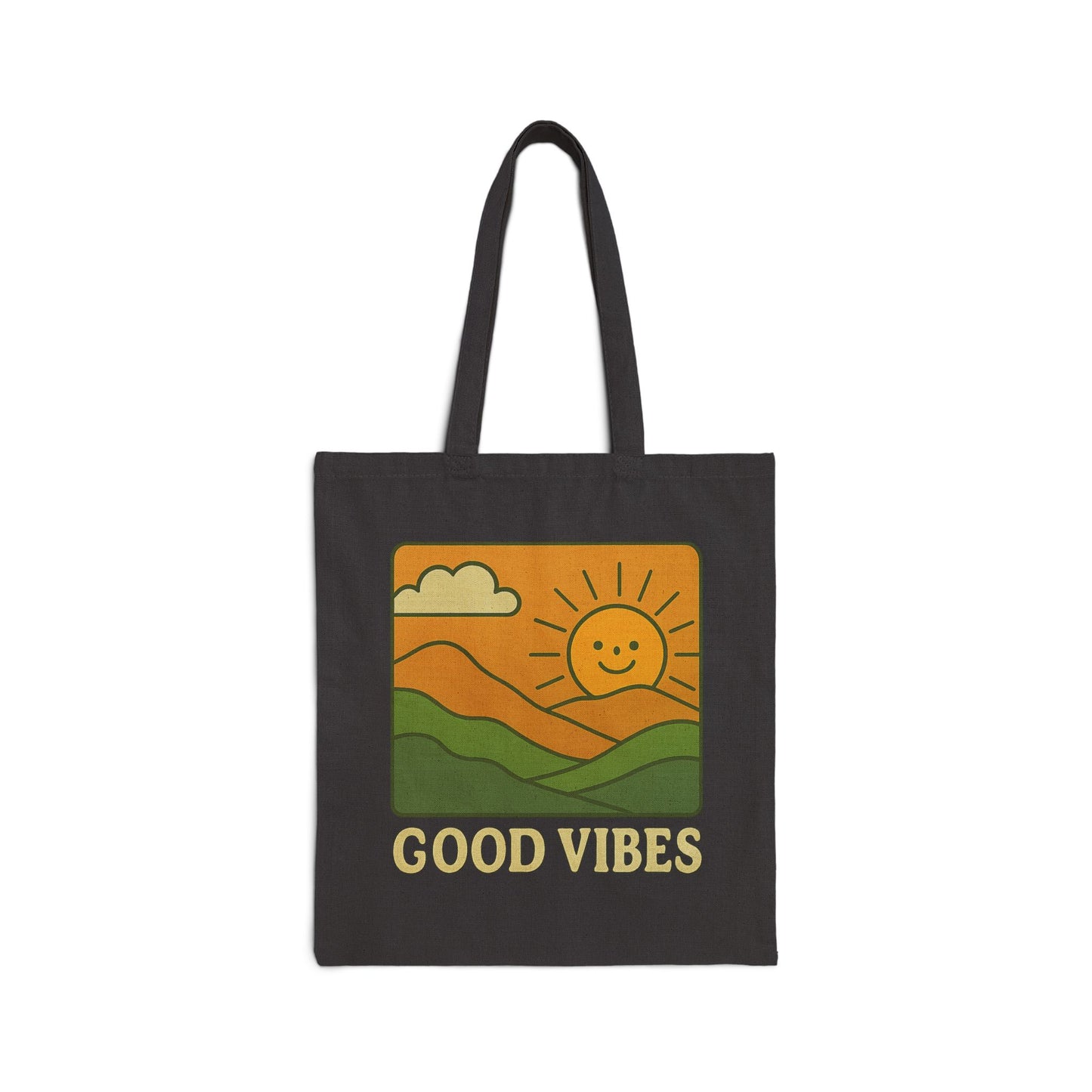 Good Vibes Tote Bag β Eco-Friendly Canvas Bag with Retro Sunshine Design | Reusable Shopping & Everyday Carry Bag