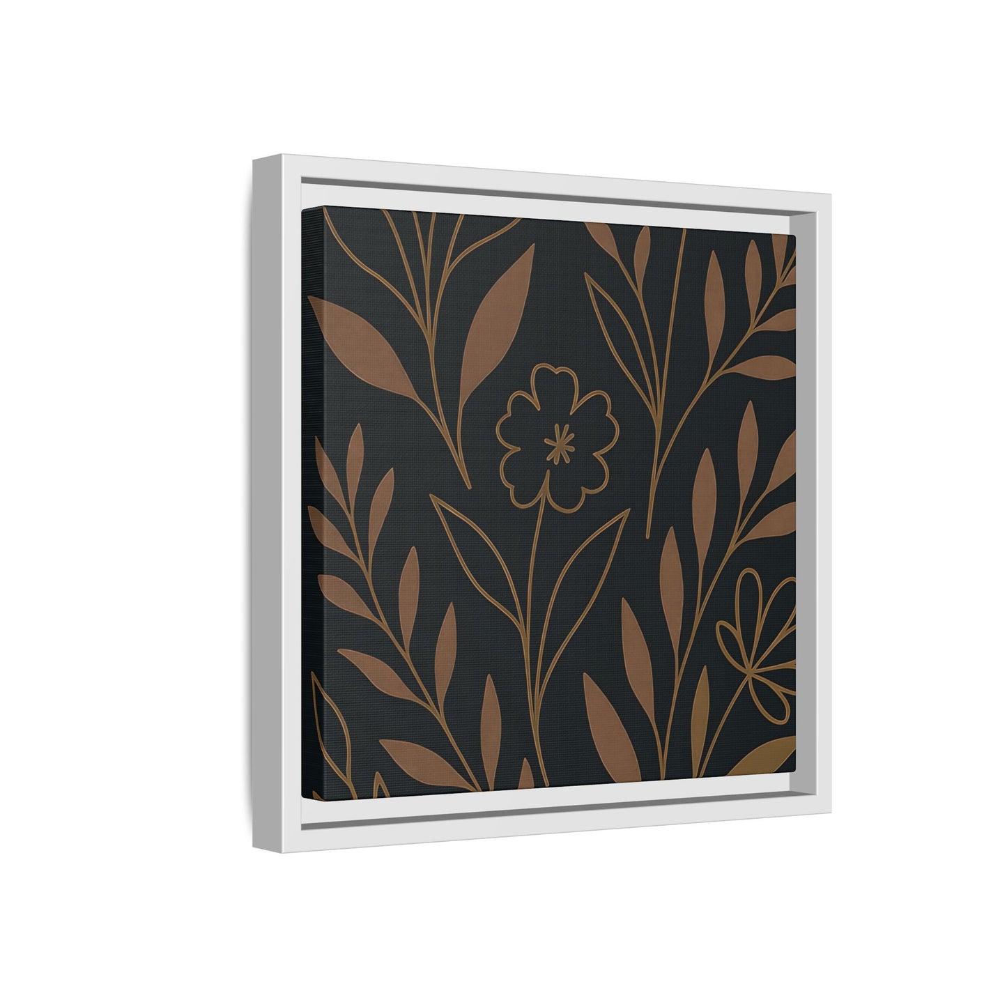 Midnight Garden Botanical Wall Art – Minimalist Floral Line Art Canvas Print, Modern Nature-Inspired Home Décor