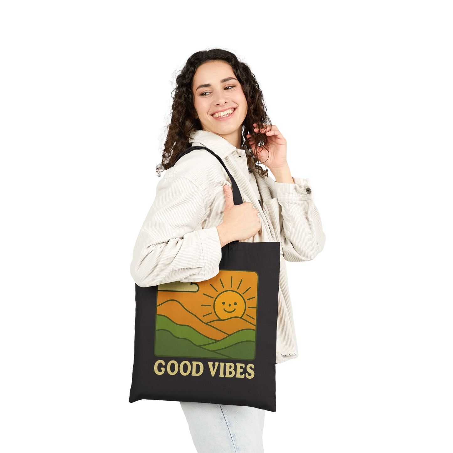 Good Vibes Tote Bag β Eco-Friendly Canvas Bag with Retro Sunshine Design | Reusable Shopping & Everyday Carry Bag