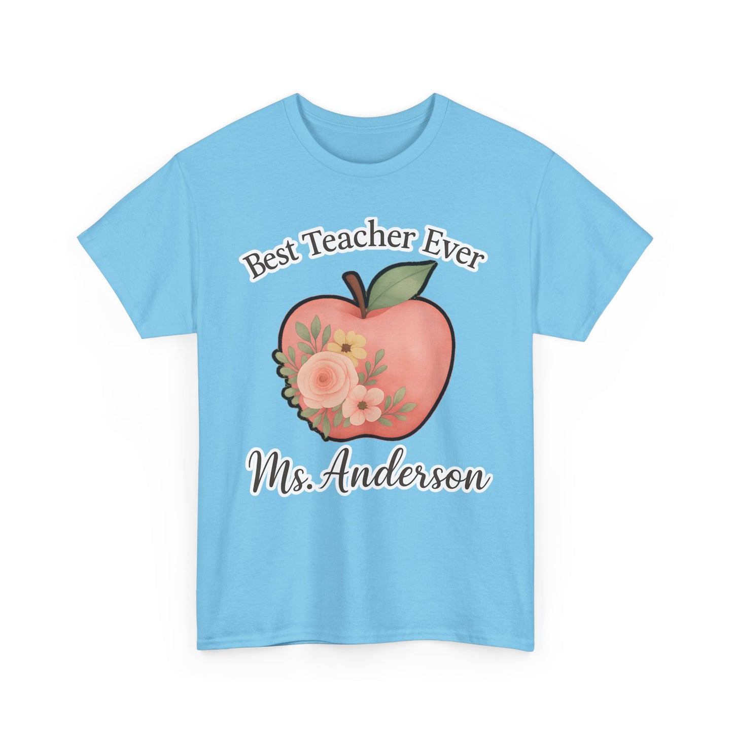 Best Teacher Ever Personalized Gift β Custom Name Floral Apple Design on T-Shirt, Mug, Tote & More β Teacher Appreciation Gift