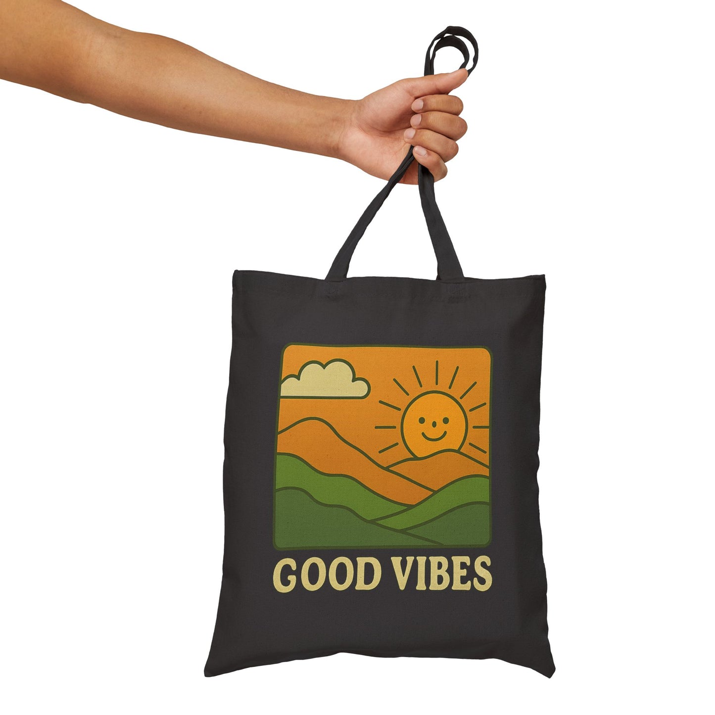 Good Vibes Tote Bag β Eco-Friendly Canvas Bag with Retro Sunshine Design | Reusable Shopping & Everyday Carry Bag