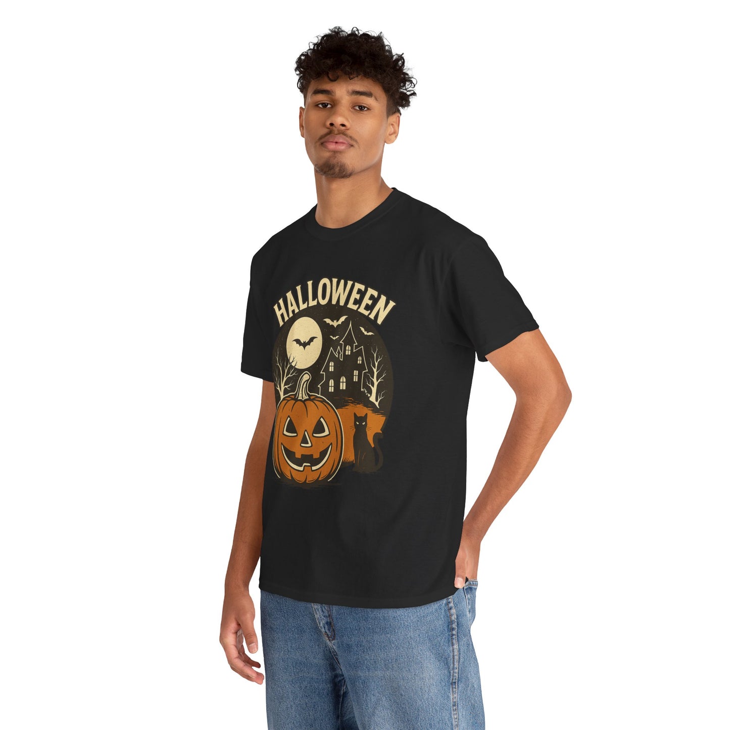 Limited Edition Vintage Halloween Graphic Tee – Retro Pumpkin, Black Cat & Haunted House T-Shirt, Halloween Unisex Tee, Jack-o'-Lantern Shirt, Cute Halloween Apparel, Trick or Treat T-shirt, Fall Festive Wear, Halloween Gifts
