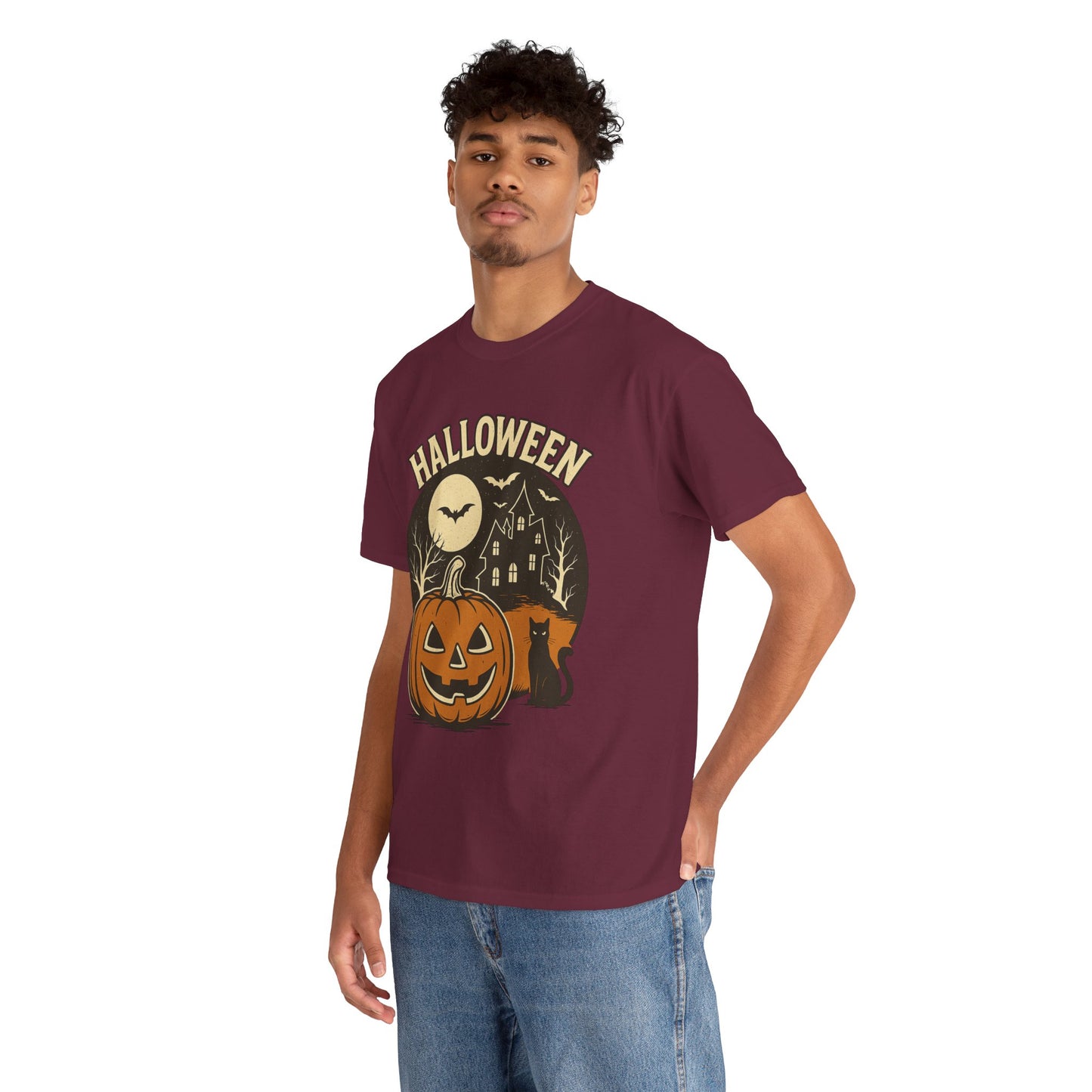 Limited Edition Vintage Halloween Graphic Tee – Retro Pumpkin, Black Cat & Haunted House T-Shirt, Halloween Unisex Tee, Jack-o'-Lantern Shirt, Cute Halloween Apparel, Trick or Treat T-shirt, Fall Festive Wear, Halloween Gifts