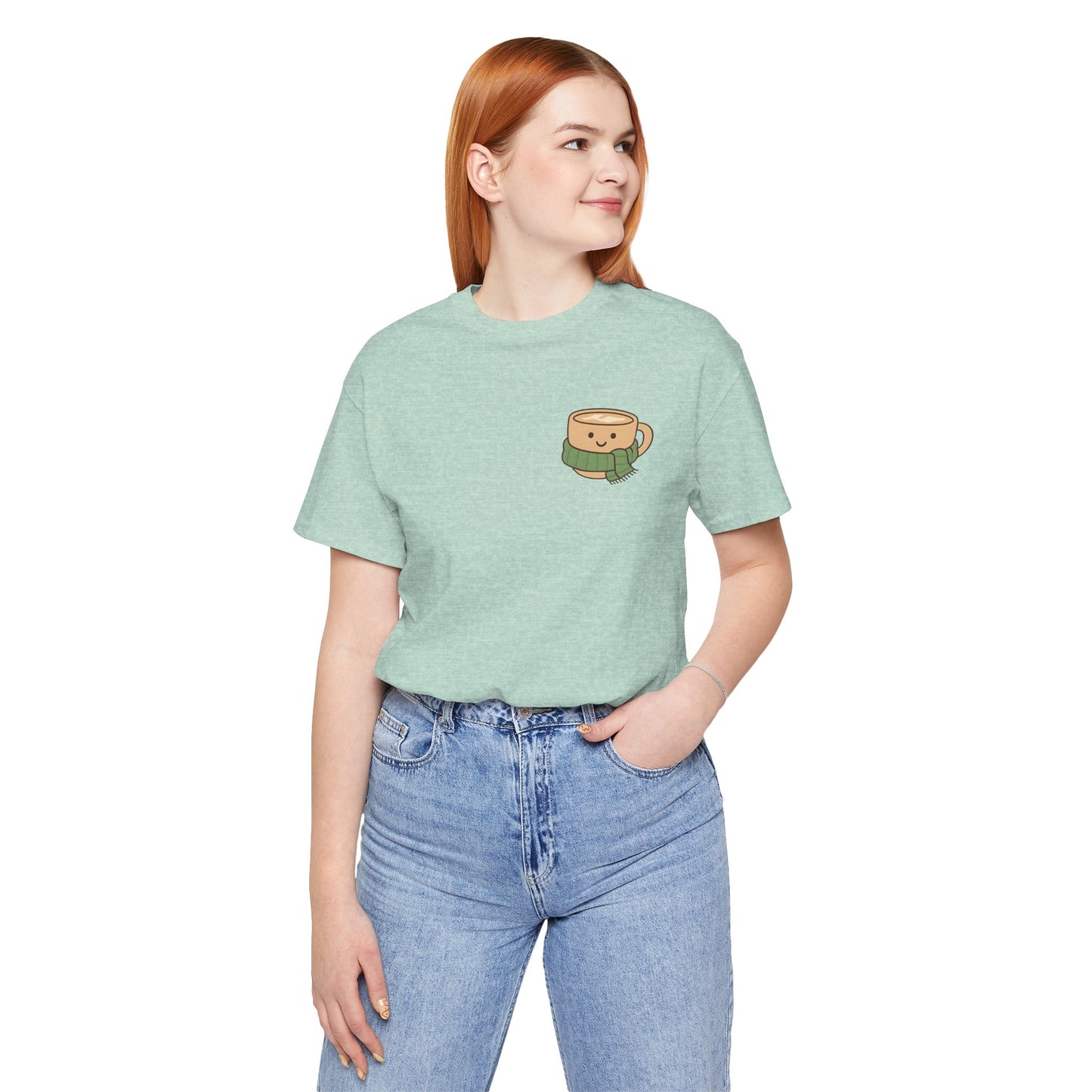 Emotional Support Latte Unisex T-Shirt – Bella + Canvas Coffee Lover Tee, Cozy Aesthetic Fall Shirt, Small Front + Big Back Design