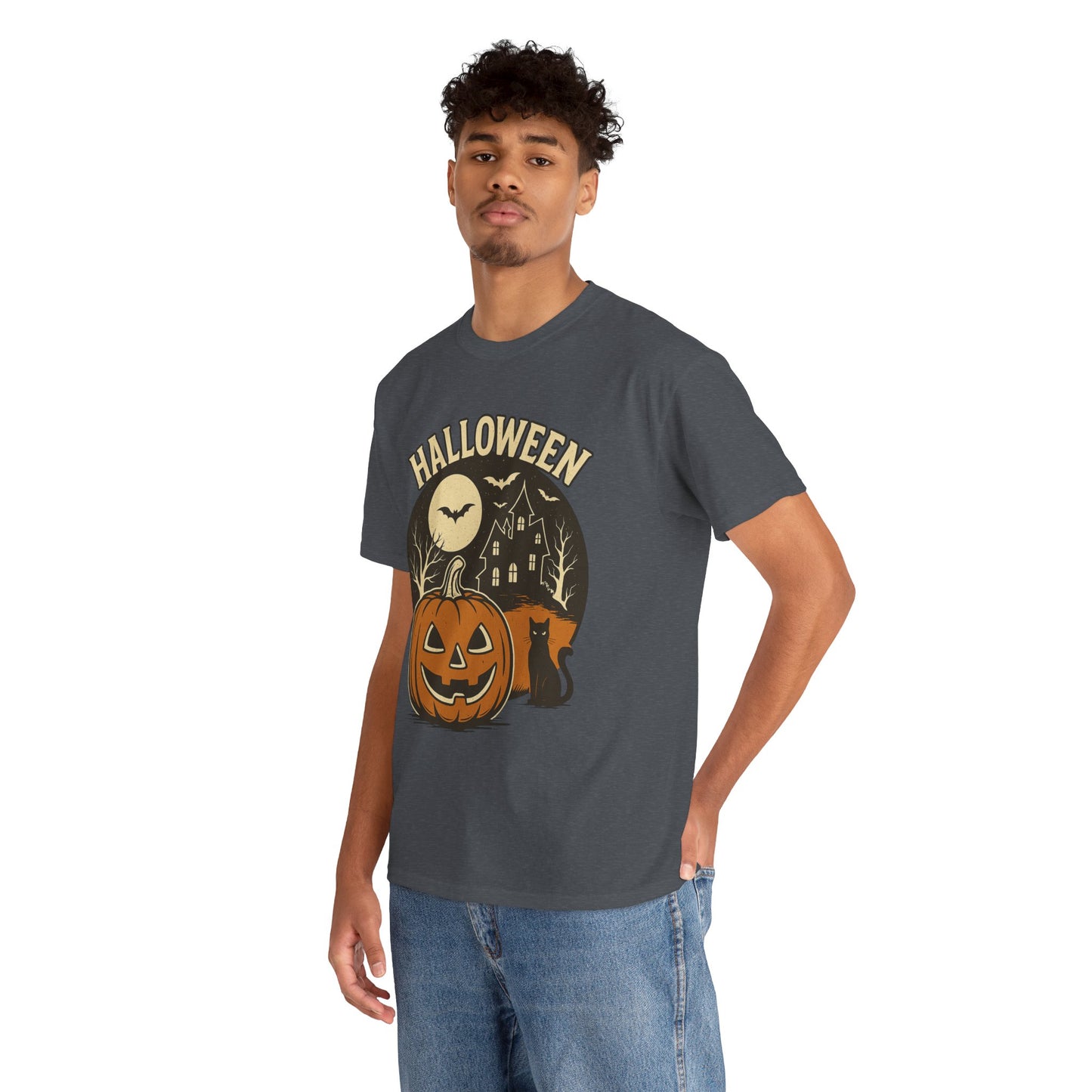 Limited Edition Vintage Halloween Graphic Tee – Retro Pumpkin, Black Cat & Haunted House T-Shirt, Halloween Unisex Tee, Jack-o'-Lantern Shirt, Cute Halloween Apparel, Trick or Treat T-shirt, Fall Festive Wear, Halloween Gifts