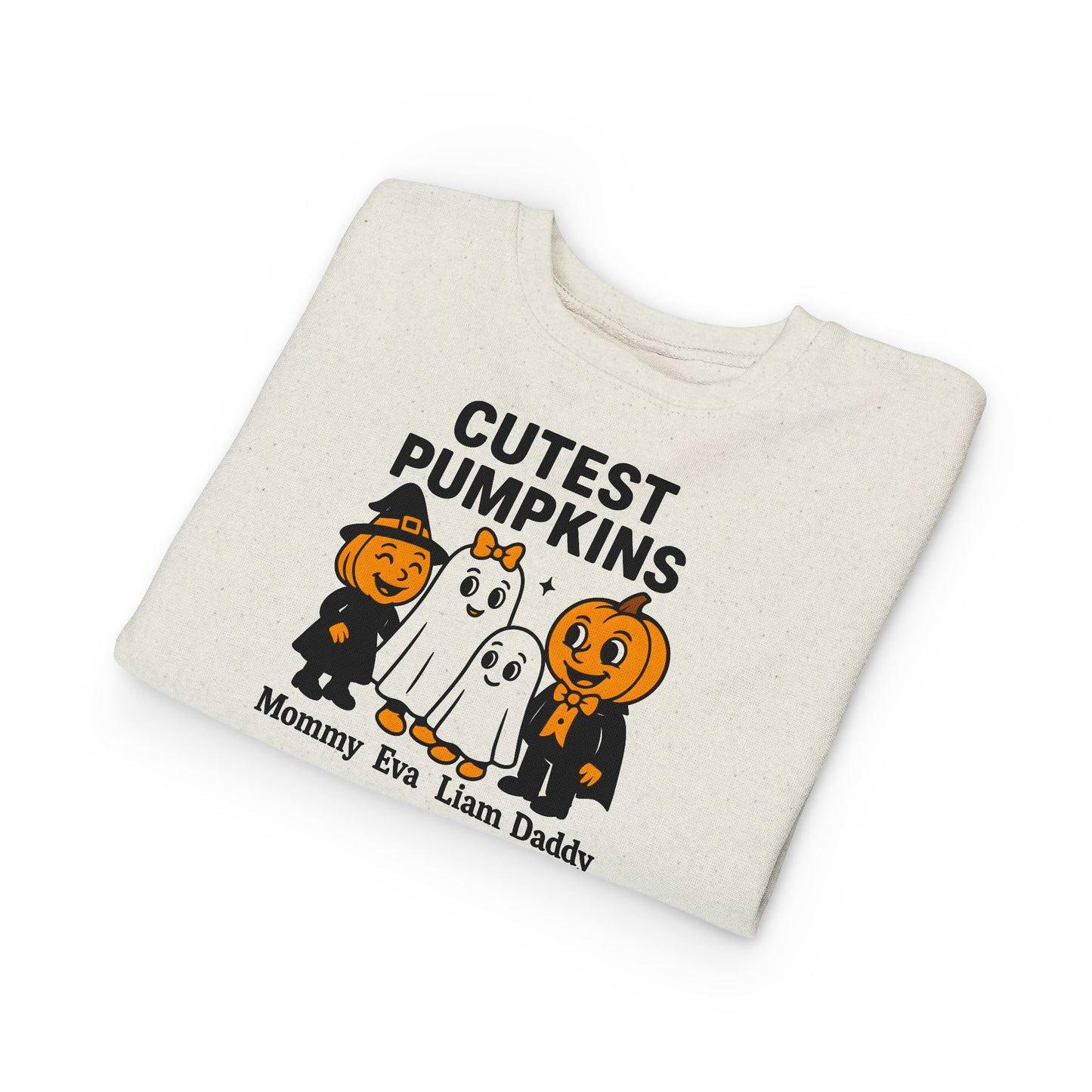 Cutest Pumpkins Kids Halloween Sweatshirt, Matching Family Ghost Pumpkin Shirt, Toddler and Kids Fall Outfit, Personalized Halloween Top