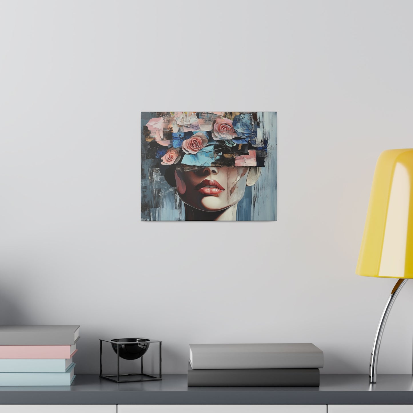 Abstract Floral Beauty: Modern Woman with Rose-Covered Eyes - Bold Wall Art Canvas