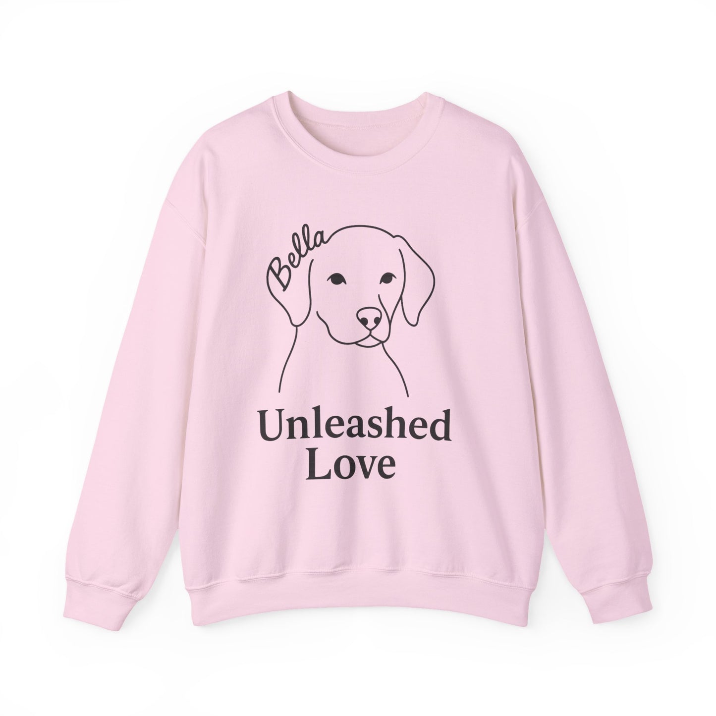 Custom Dog Name Sweatshirt – “Unleashed Love” Pet Lover Crewneck | Personalized Dog Owner Gift, Cute Minimalist Dog Line Art Pullover