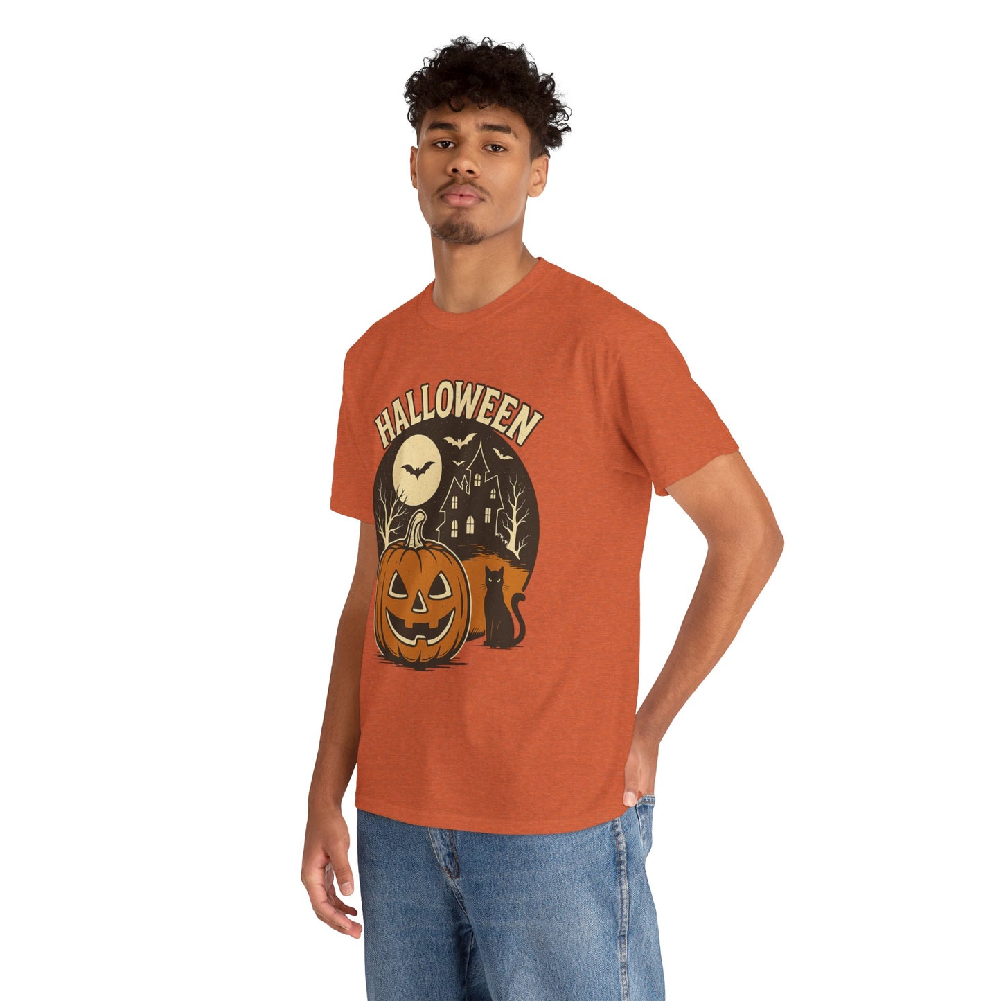 Limited Edition Vintage Halloween Graphic Tee – Retro Pumpkin, Black Cat & Haunted House T-Shirt, Halloween Unisex Tee, Jack-o'-Lantern Shirt, Cute Halloween Apparel, Trick or Treat T-shirt, Fall Festive Wear, Halloween Gifts