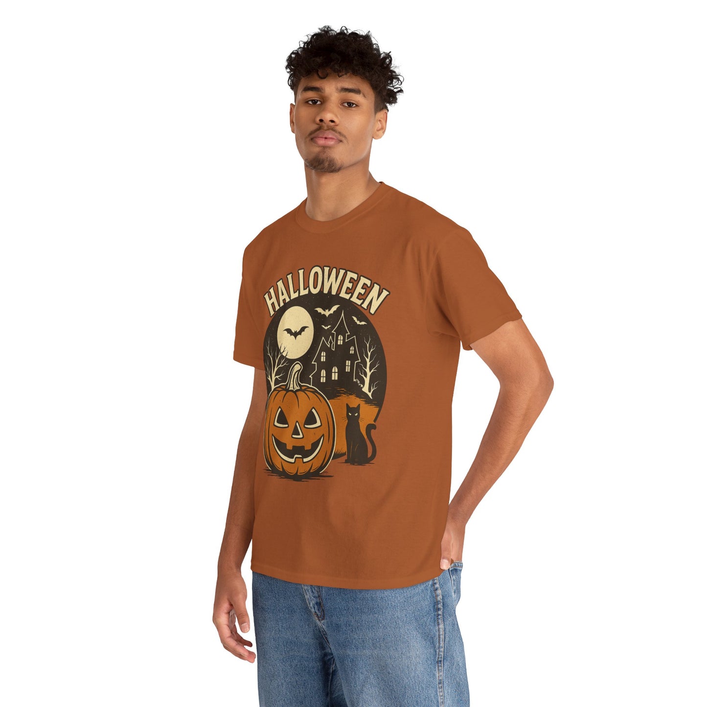 Limited Edition Vintage Halloween Graphic Tee – Retro Pumpkin, Black Cat & Haunted House T-Shirt, Halloween Unisex Tee, Jack-o'-Lantern Shirt, Cute Halloween Apparel, Trick or Treat T-shirt, Fall Festive Wear, Halloween Gifts