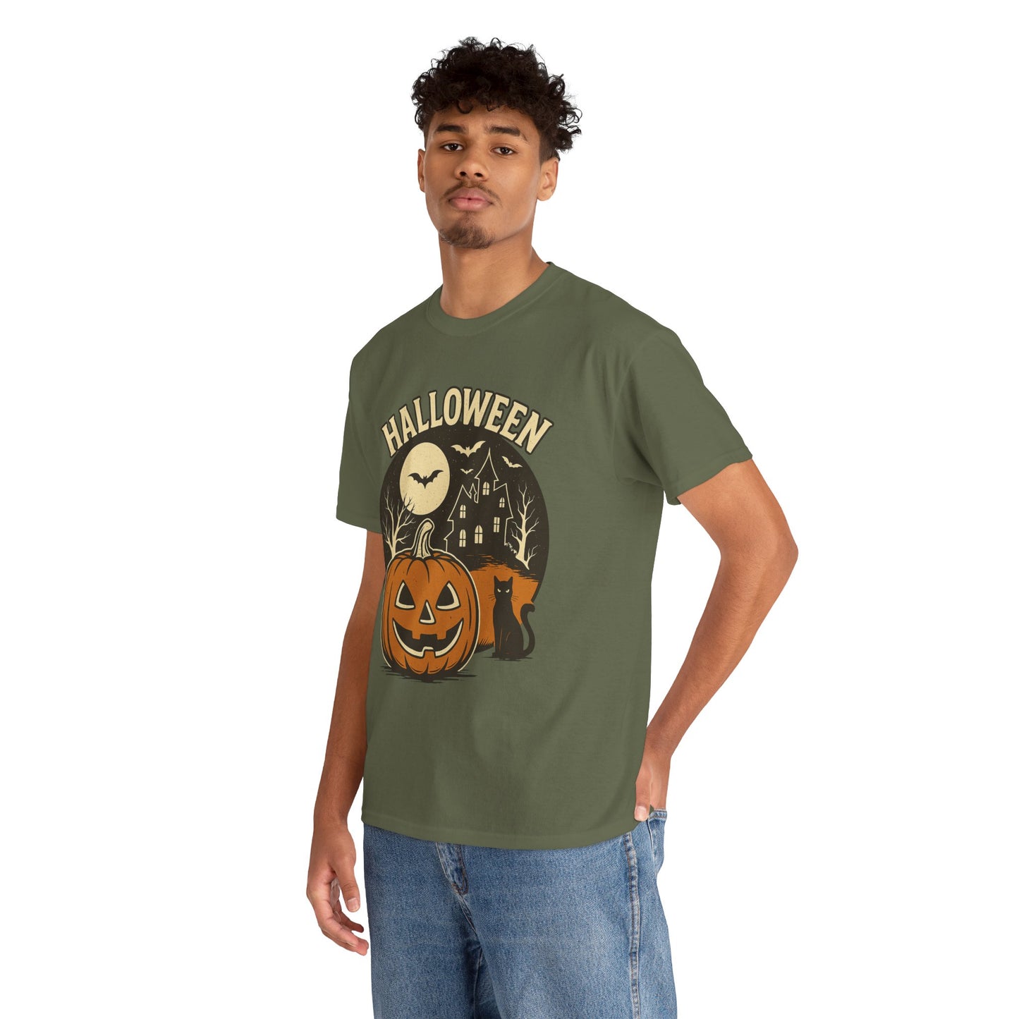 Limited Edition Vintage Halloween Graphic Tee – Retro Pumpkin, Black Cat & Haunted House T-Shirt, Halloween Unisex Tee, Jack-o'-Lantern Shirt, Cute Halloween Apparel, Trick or Treat T-shirt, Fall Festive Wear, Halloween Gifts