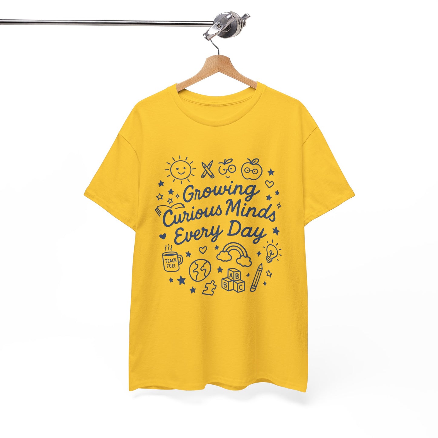 “Growing Curious Minds Every Day – Teacher Graphic Tee for Classroom, Back to School, Preschool, Kindergarten”