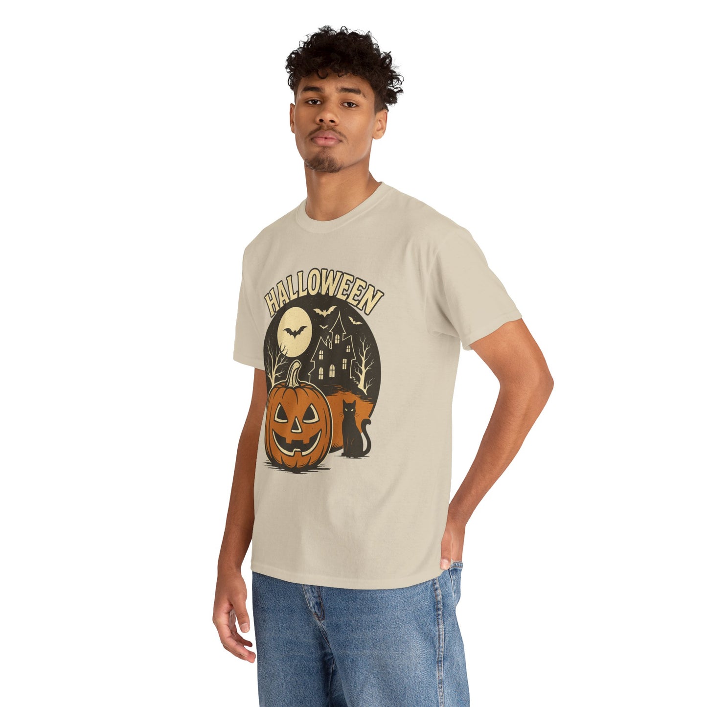 Limited Edition Vintage Halloween Graphic Tee – Retro Pumpkin, Black Cat & Haunted House T-Shirt, Halloween Unisex Tee, Jack-o'-Lantern Shirt, Cute Halloween Apparel, Trick or Treat T-shirt, Fall Festive Wear, Halloween Gifts