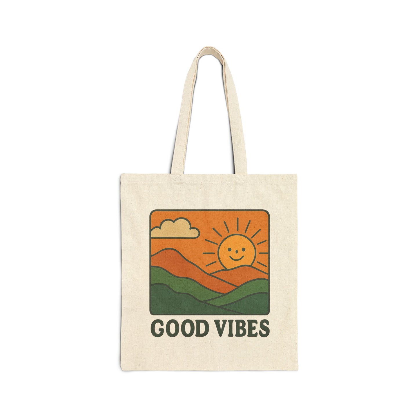 Good Vibes Tote Bag β Eco-Friendly Canvas Bag with Retro Sunshine Design | Reusable Shopping & Everyday Carry Bag