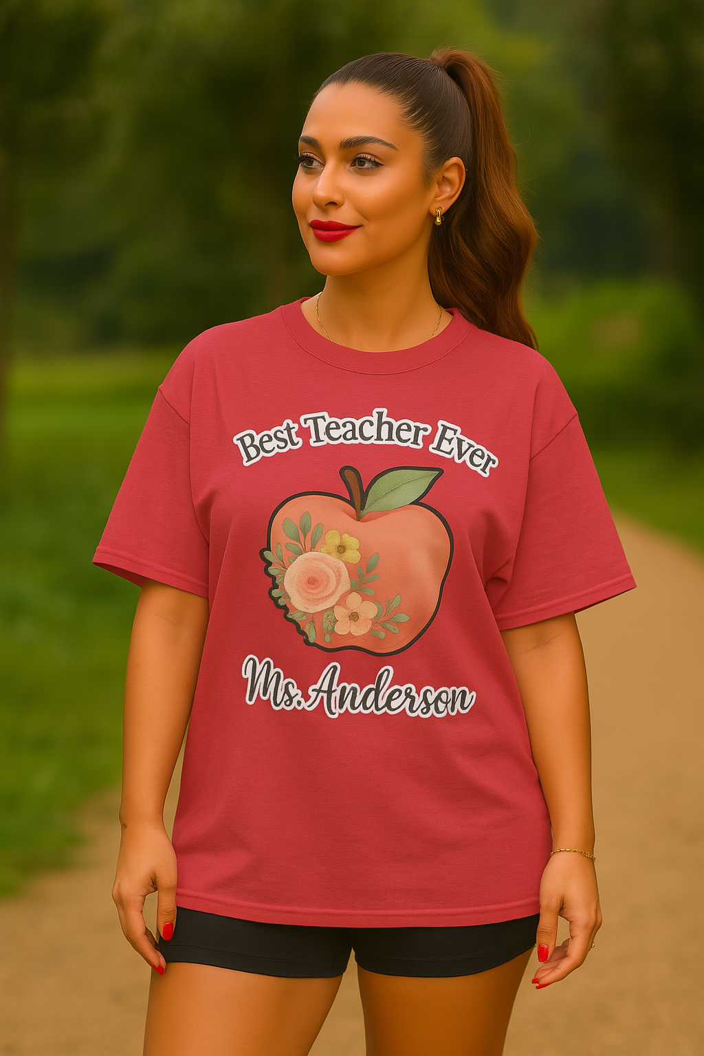 Best Teacher Ever Personalized Gift β Custom Name Floral Apple Design on T-Shirt, Mug, Tote & More β Teacher Appreciation Gift