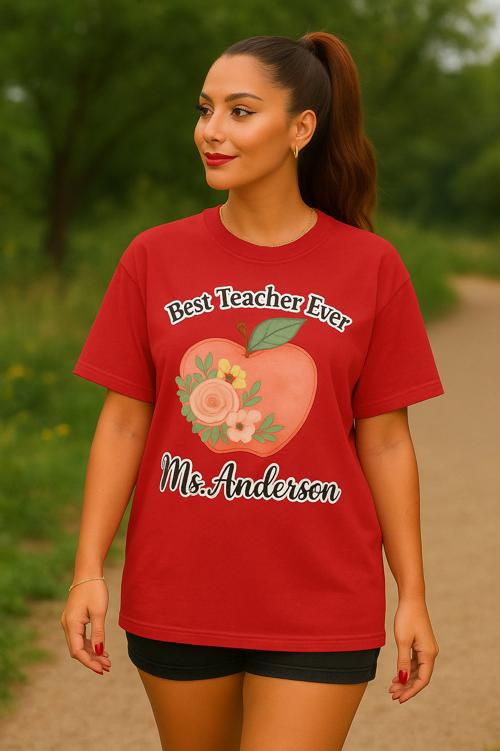 Best Teacher Ever Personalized Gift β Custom Name Floral Apple Design on T-Shirt, Mug, Tote & More β Teacher Appreciation Gift