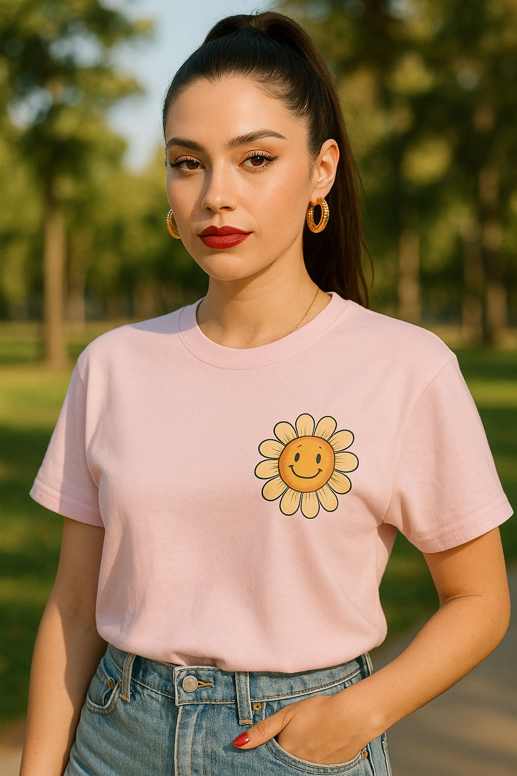 "Happy Is The New Rich T-Shirt β Smiley Face Front & Retro Quote Back | Positive Vibes Tee"