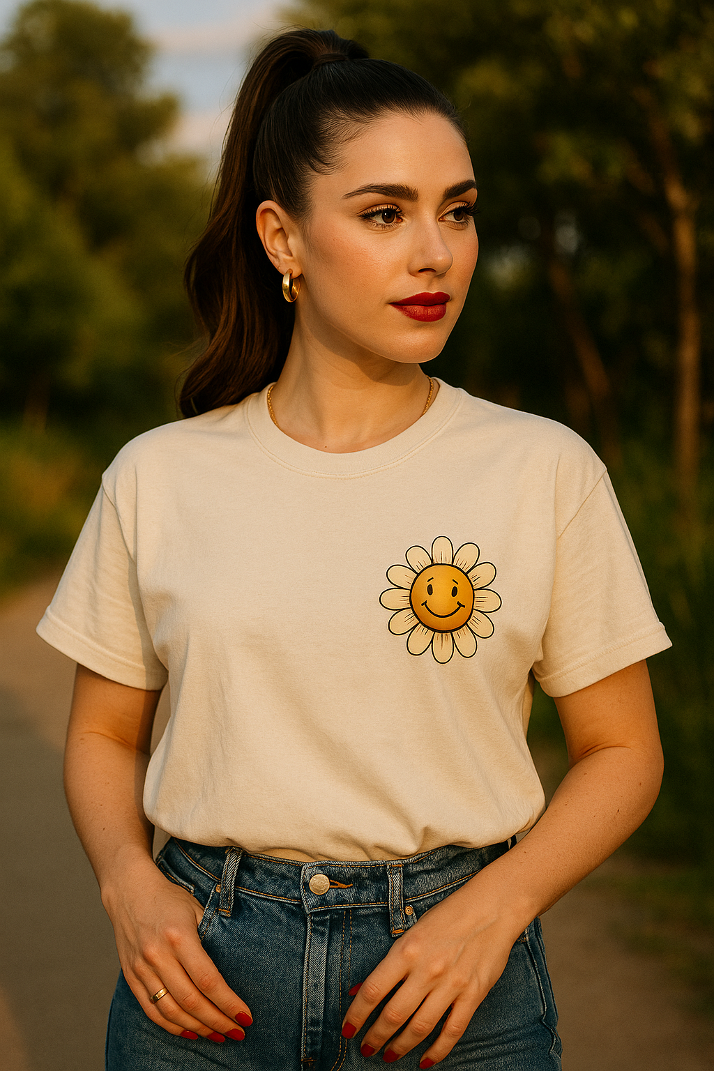 "Happy Is The New Rich T-Shirt β Smiley Face Front & Retro Quote Back | Positive Vibes Tee"