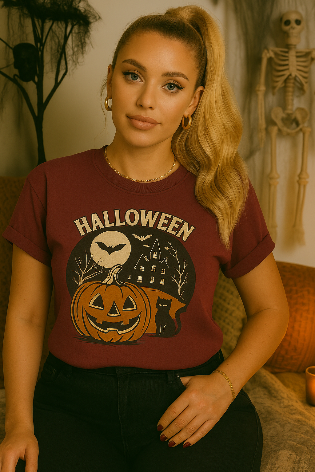 Limited Edition Vintage Halloween Graphic Tee – Retro Pumpkin, Black Cat & Haunted House T-Shirt, Halloween Unisex Tee, Jack-o'-Lantern Shirt, Cute Halloween Apparel, Trick or Treat T-shirt, Fall Festive Wear, Halloween Gifts