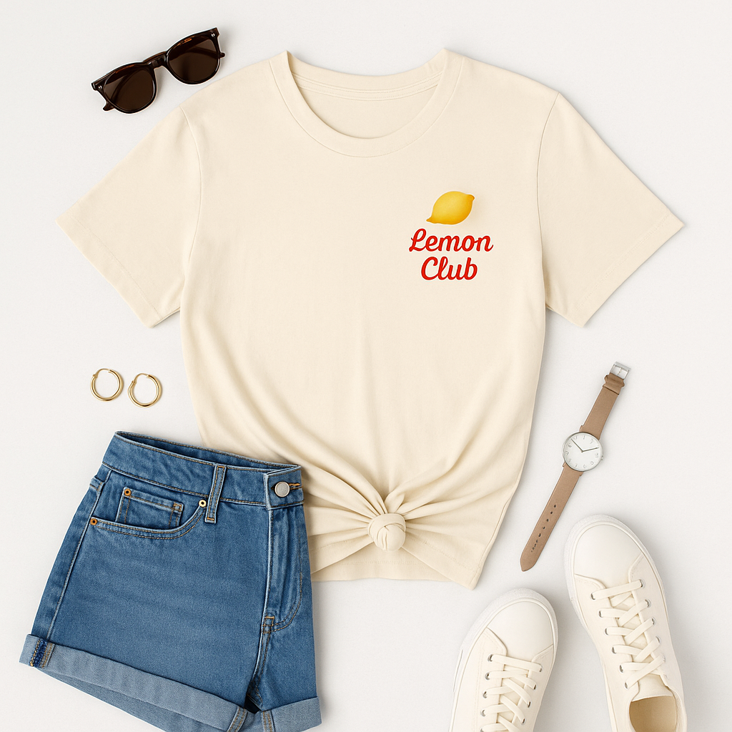 Lemon Club Graphic Tee – Retro Aesthetic Summer Shirt | “Squeeze the Day” Cute Fruit T-Shirt for Women