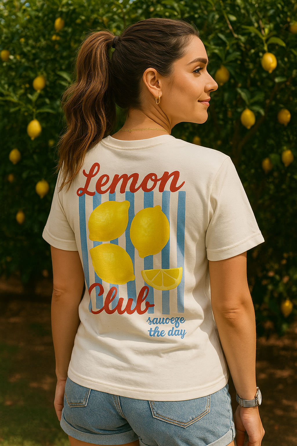 Lemon Club Graphic Tee – Retro Aesthetic Summer Shirt | “Squeeze the Day” Cute Fruit T-Shirt for Women