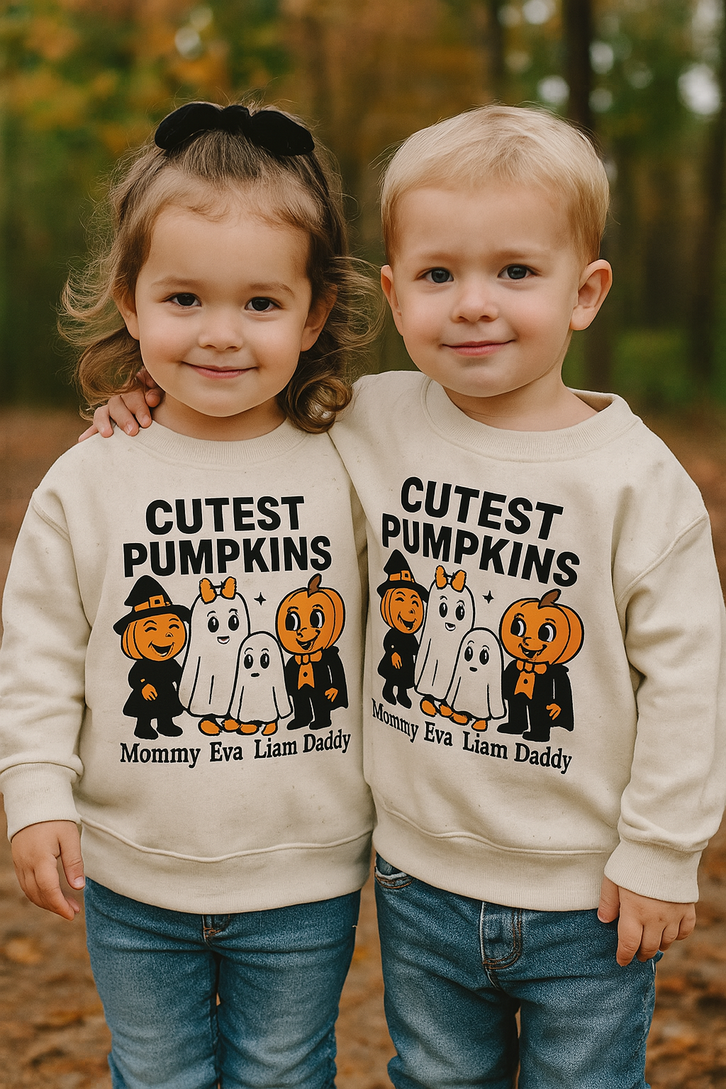 Cutest Pumpkins Kids Halloween Sweatshirt, Matching Family Ghost Pumpkin Shirt, Toddler and Kids Fall Outfit, Personalized Halloween Top