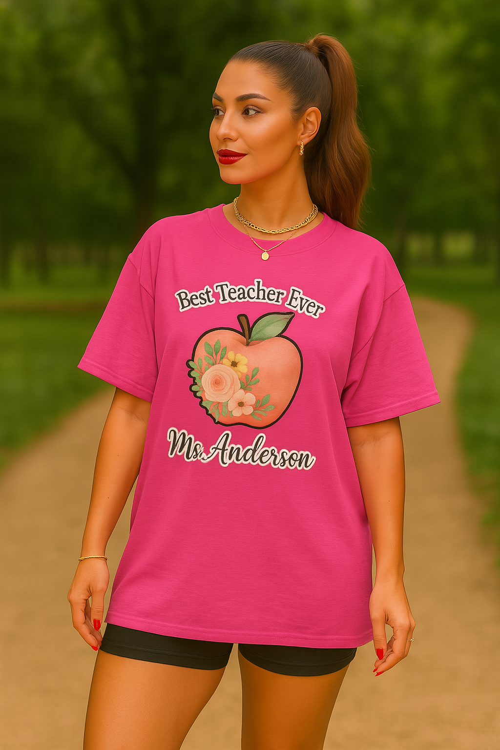 Best Teacher Ever Personalized Gift β Custom Name Floral Apple Design on T-Shirt, Mug, Tote & More β Teacher Appreciation Gift