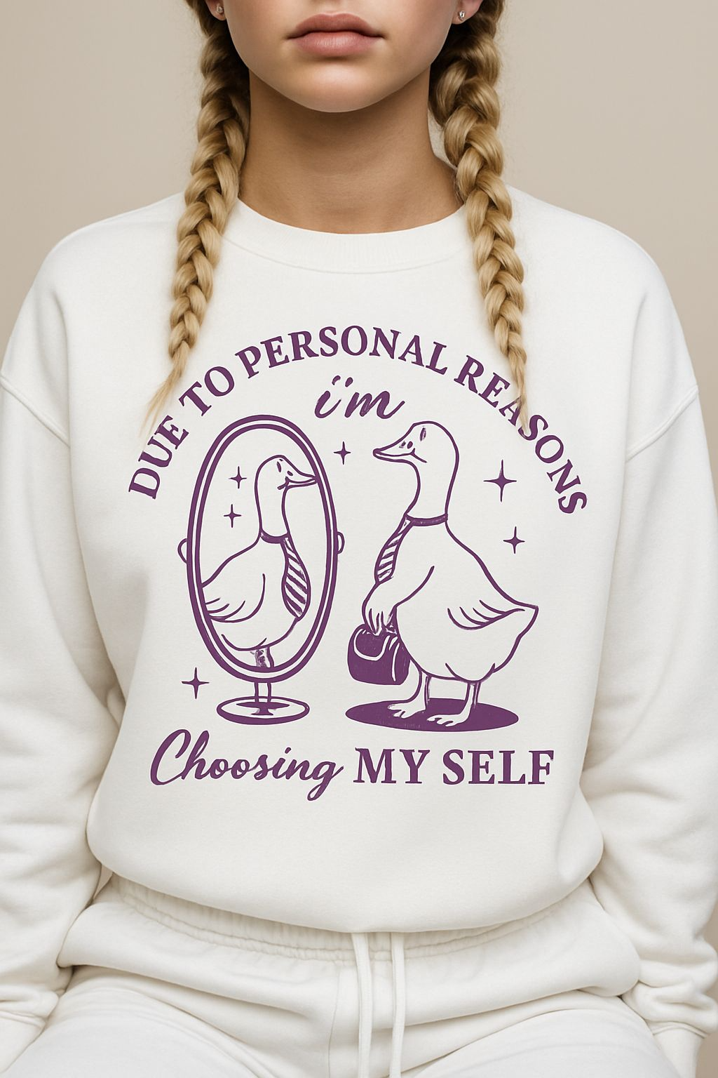 "Due to Personal Reasons I'm Choosing Myself Goose Sweatshirt β Cute Self Love Mental Health Quote Pullover"