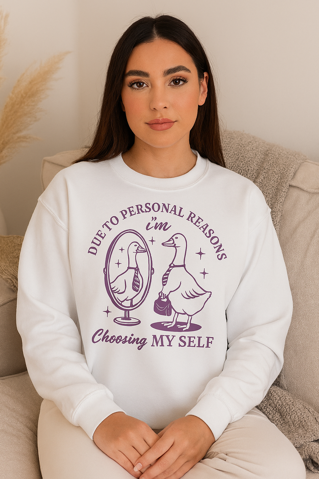 "Due to Personal Reasons I'm Choosing Myself Goose Sweatshirt β Cute Self Love Mental Health Quote Pullover"