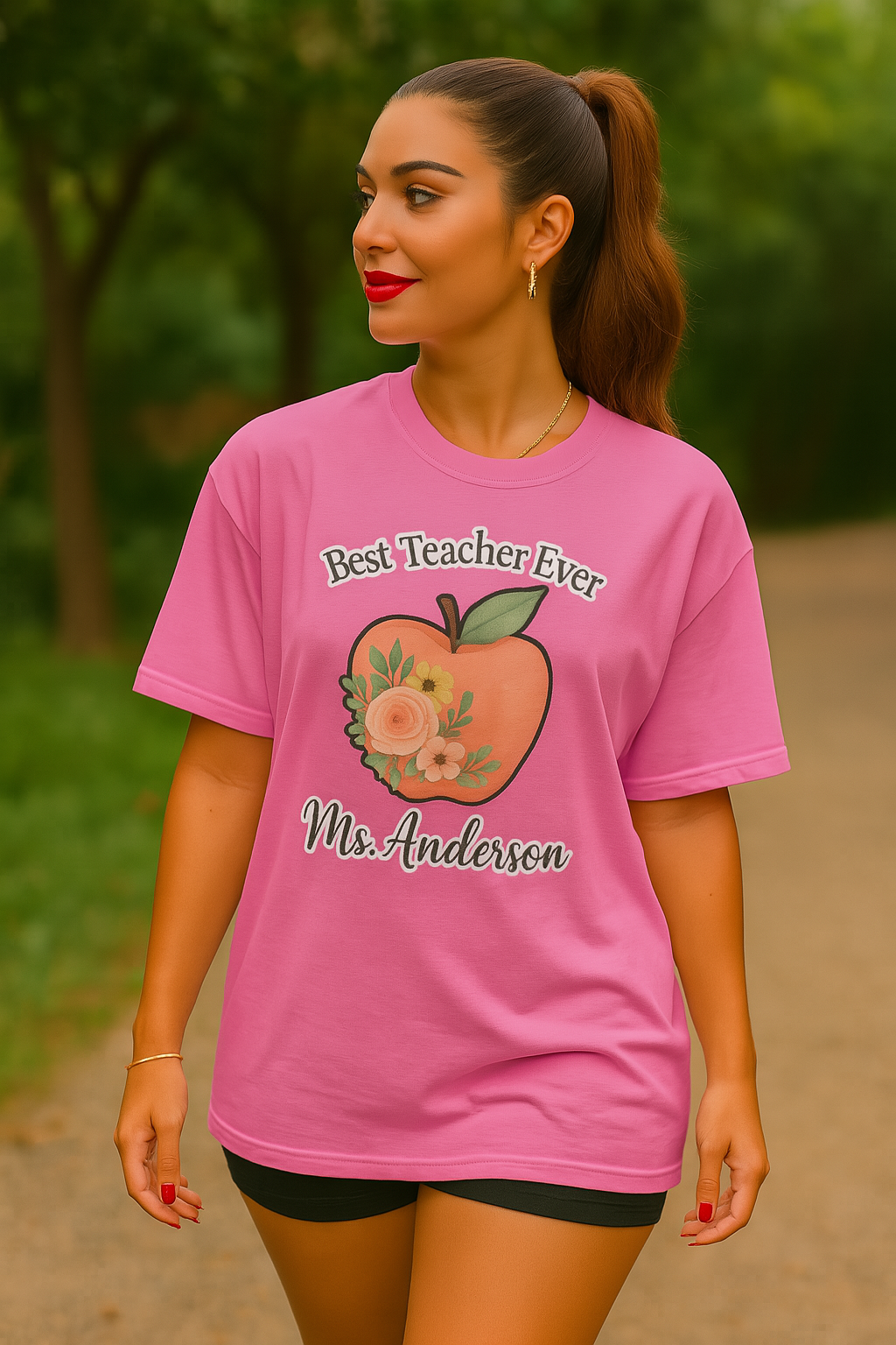 Best Teacher Ever Personalized Gift β Custom Name Floral Apple Design on T-Shirt, Mug, Tote & More β Teacher Appreciation Gift