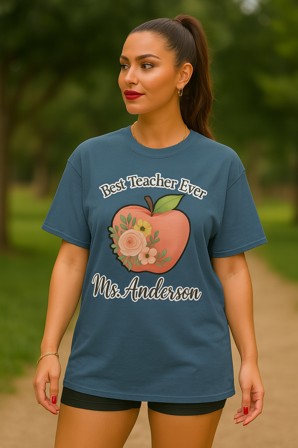 Best Teacher Ever Personalized Gift β Custom Name Floral Apple Design on T-Shirt, Mug, Tote & More β Teacher Appreciation Gift