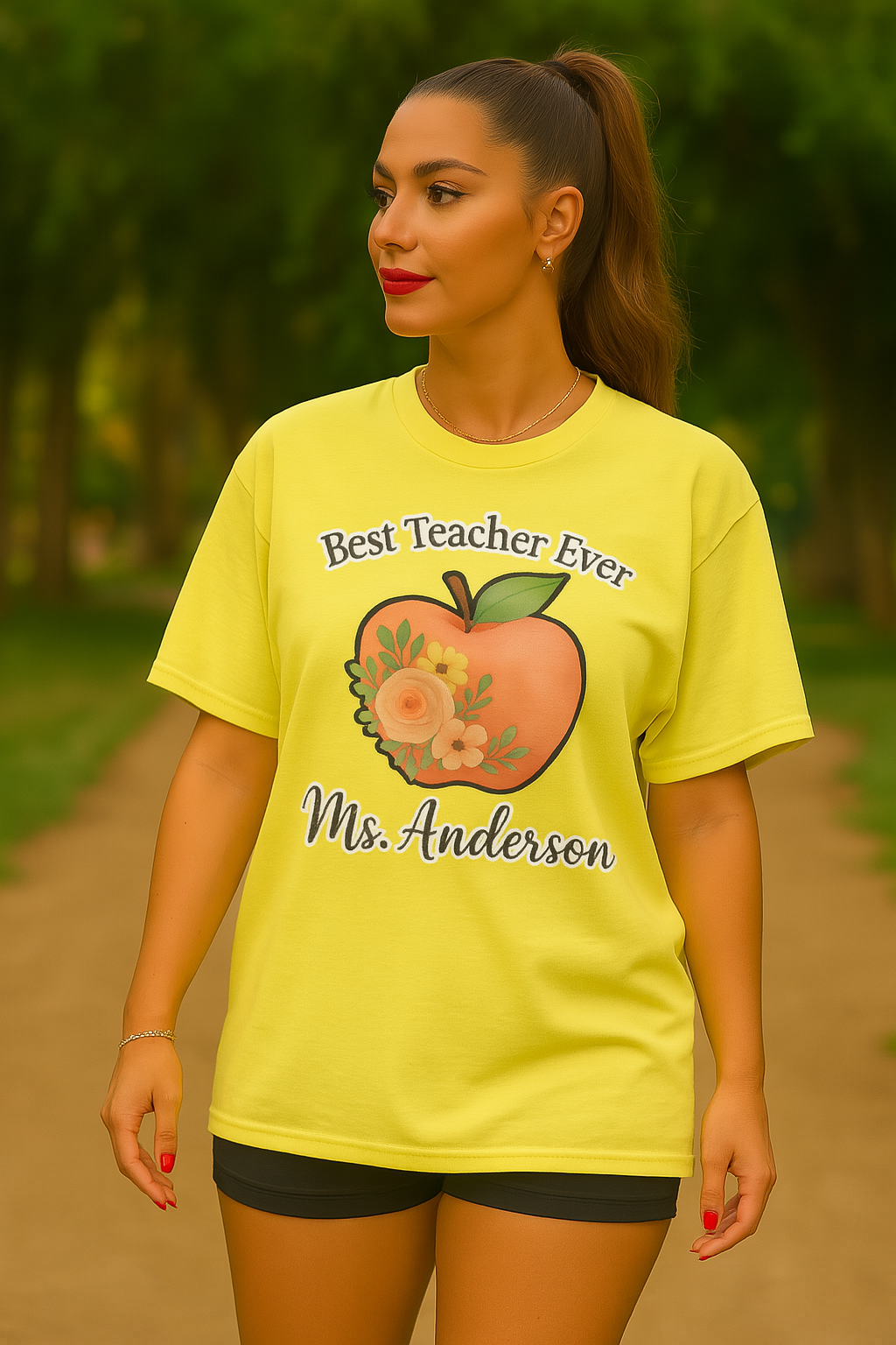 Best Teacher Ever Personalized Gift β Custom Name Floral Apple Design on T-Shirt, Mug, Tote & More β Teacher Appreciation Gift