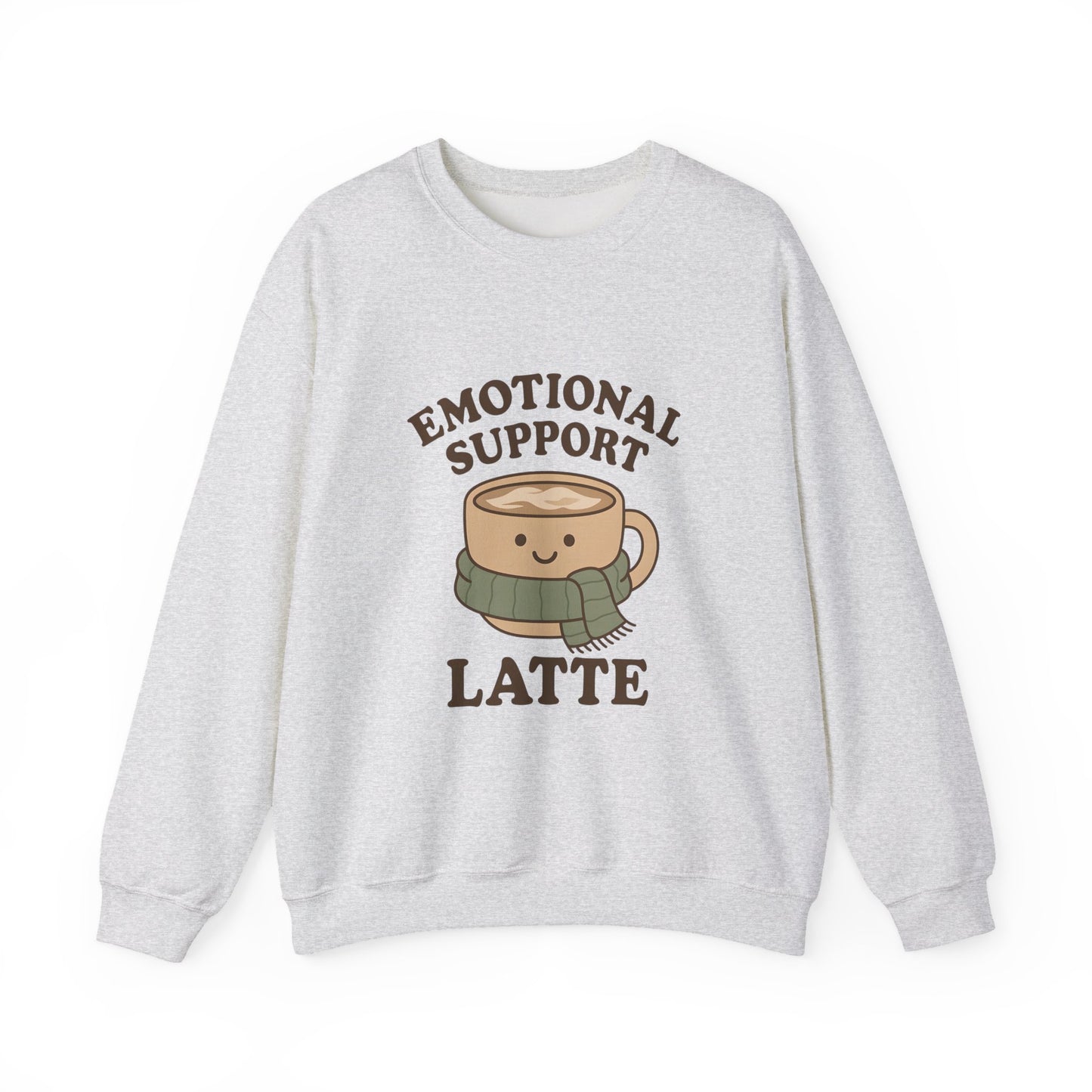 Emotional Support Latte Sweatshirt – Cozy Fall Crewneck for Coffee Lovers, Aesthetic Oversized Pullover