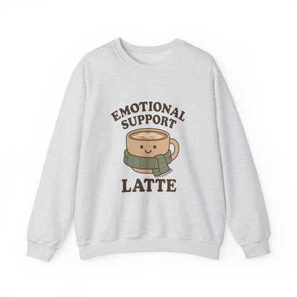 Emotional Support Latte Sweatshirt – Cozy Fall Crewneck for Coffee Lovers, Aesthetic Oversized Pullover