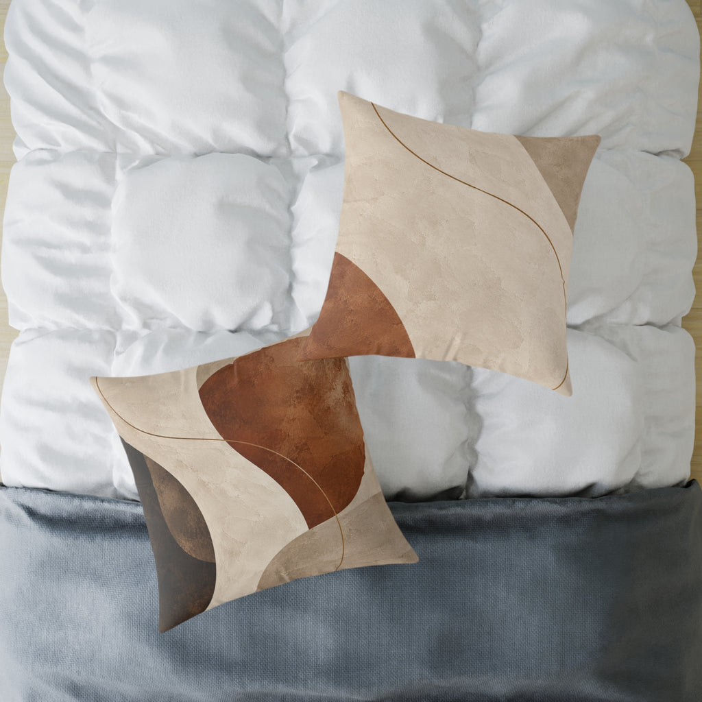 Quiet Orbit No.23 — Abstract Art Cushion | Neutral Terracotta Decorative Pillow