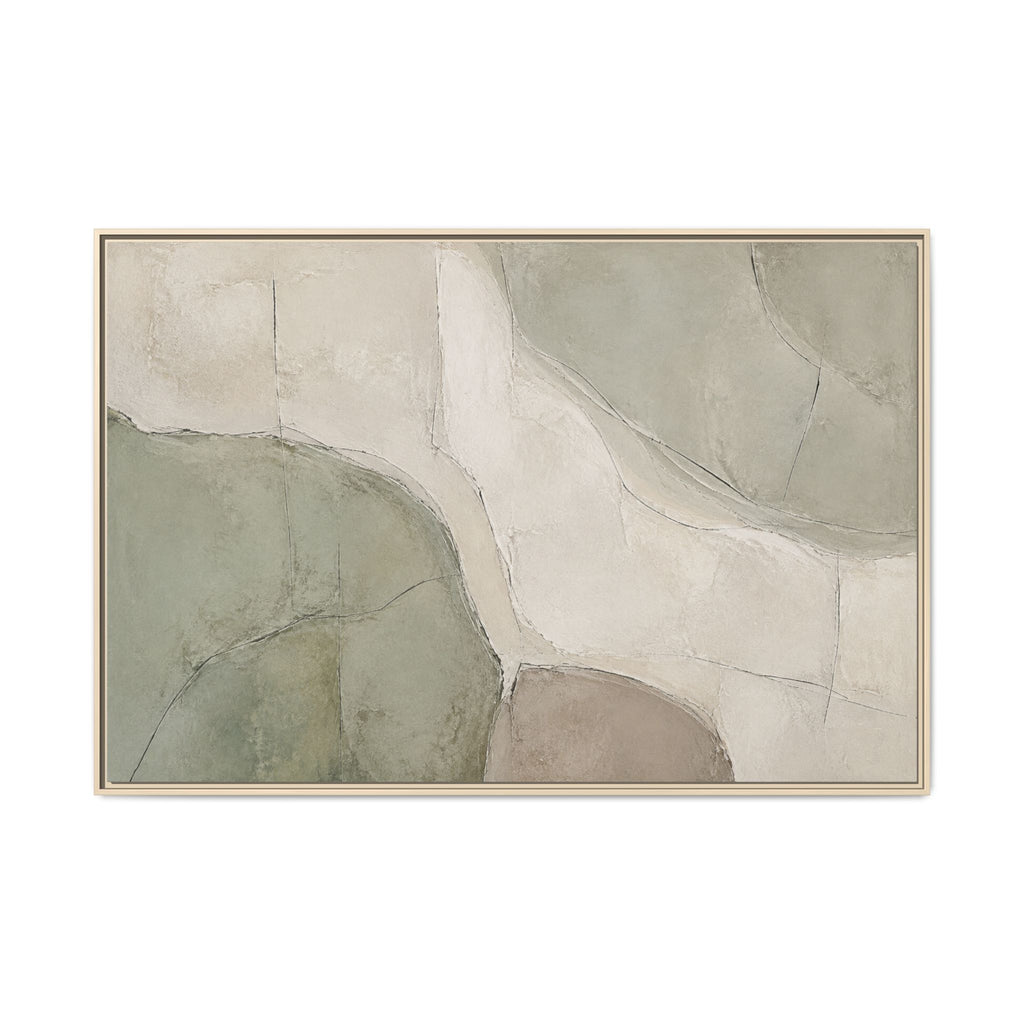 Still Terrain No. 19 – Sage Green Abstract Floating Frame Canvas Wall Art