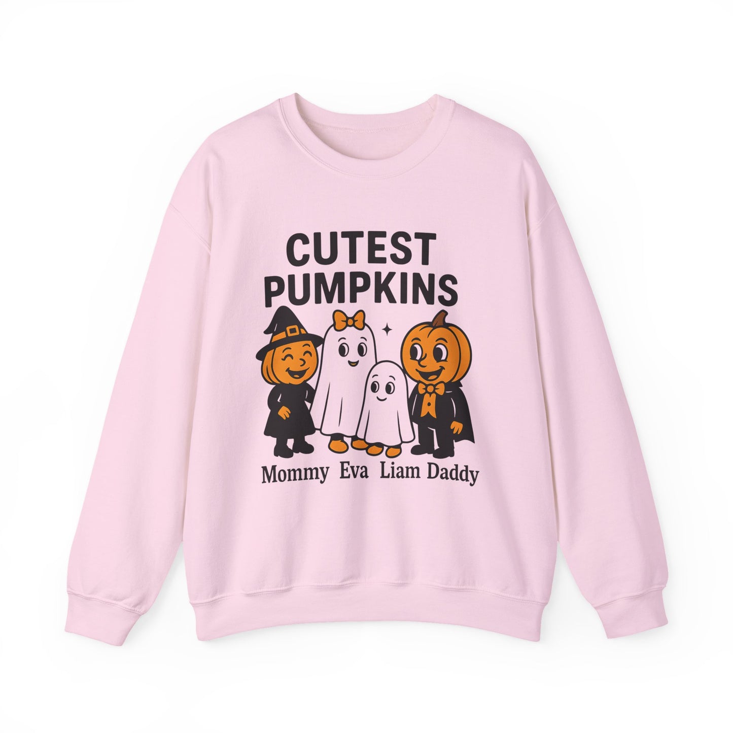 Cutest Pumpkins Halloween Family Sweatshirt, Personalized Matching Fall Ghost Pumpkin Shirts, Mommy Daddy Kids Halloween Outfit