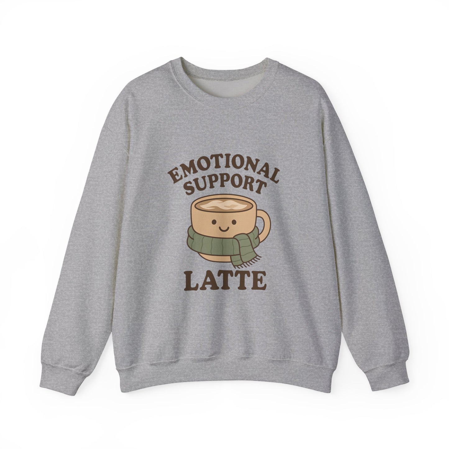 Emotional Support Latte Sweatshirt – Cozy Fall Crewneck for Coffee Lovers, Aesthetic Oversized Pullover