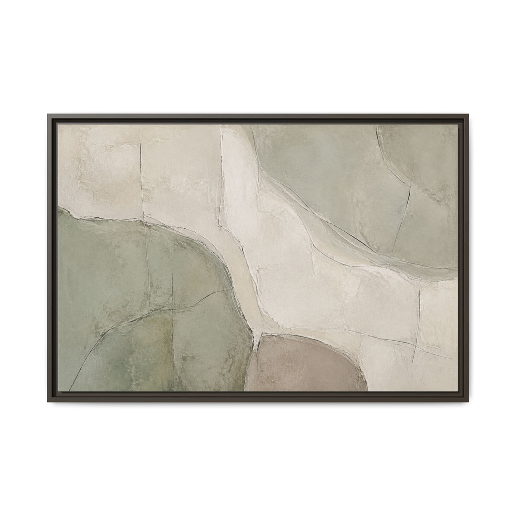 Still Terrain No. 19 – Sage Green Abstract Floating Frame Canvas Wall Art