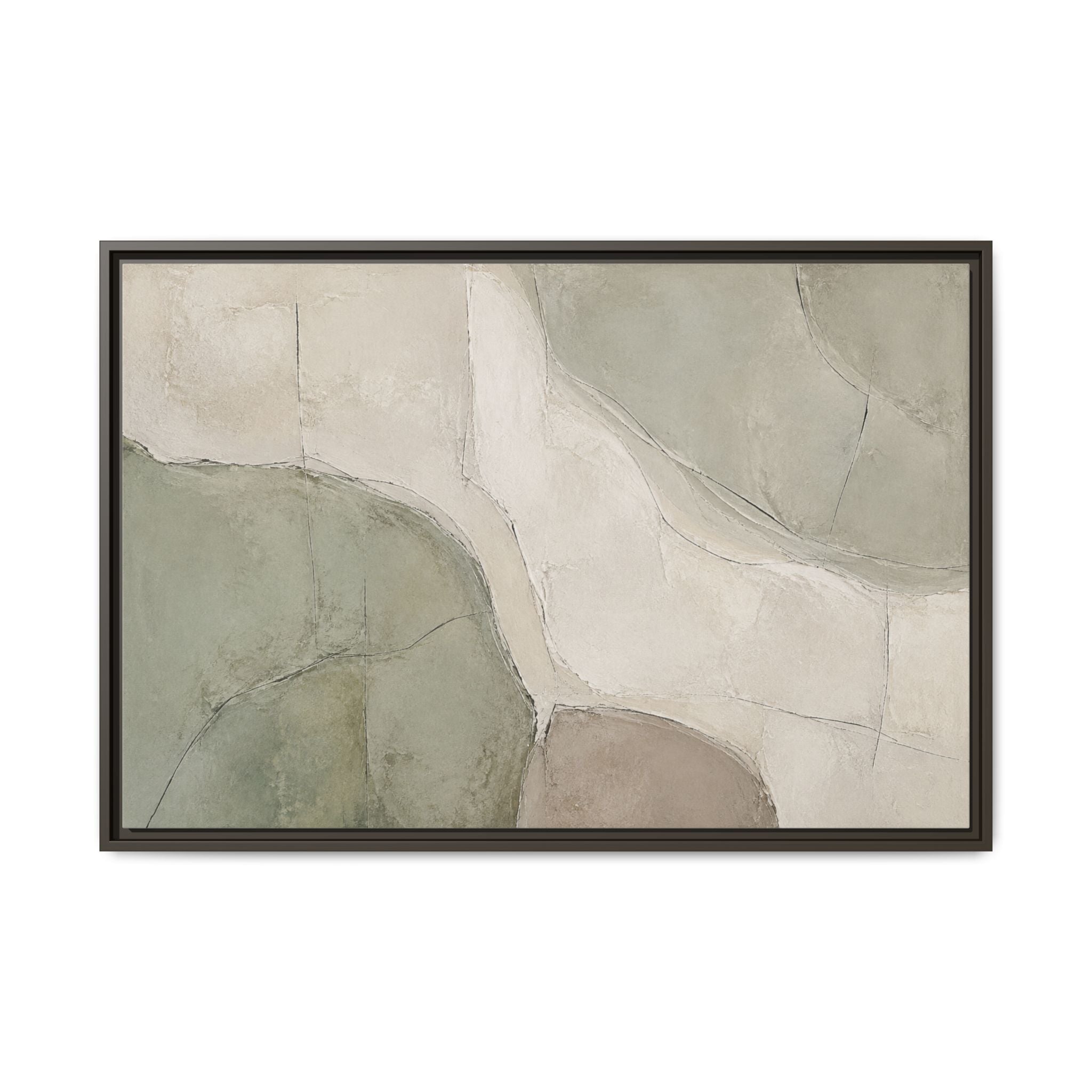 Still Terrain No. 19 – Sage Green Abstract Floating Frame Canvas Wall Art