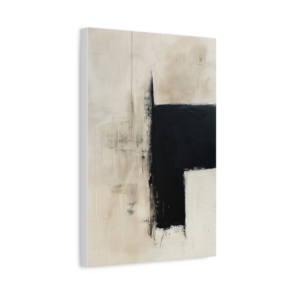The Charcoal Accent No. 4 — Minimalist Gesso Abstract Canvas Art