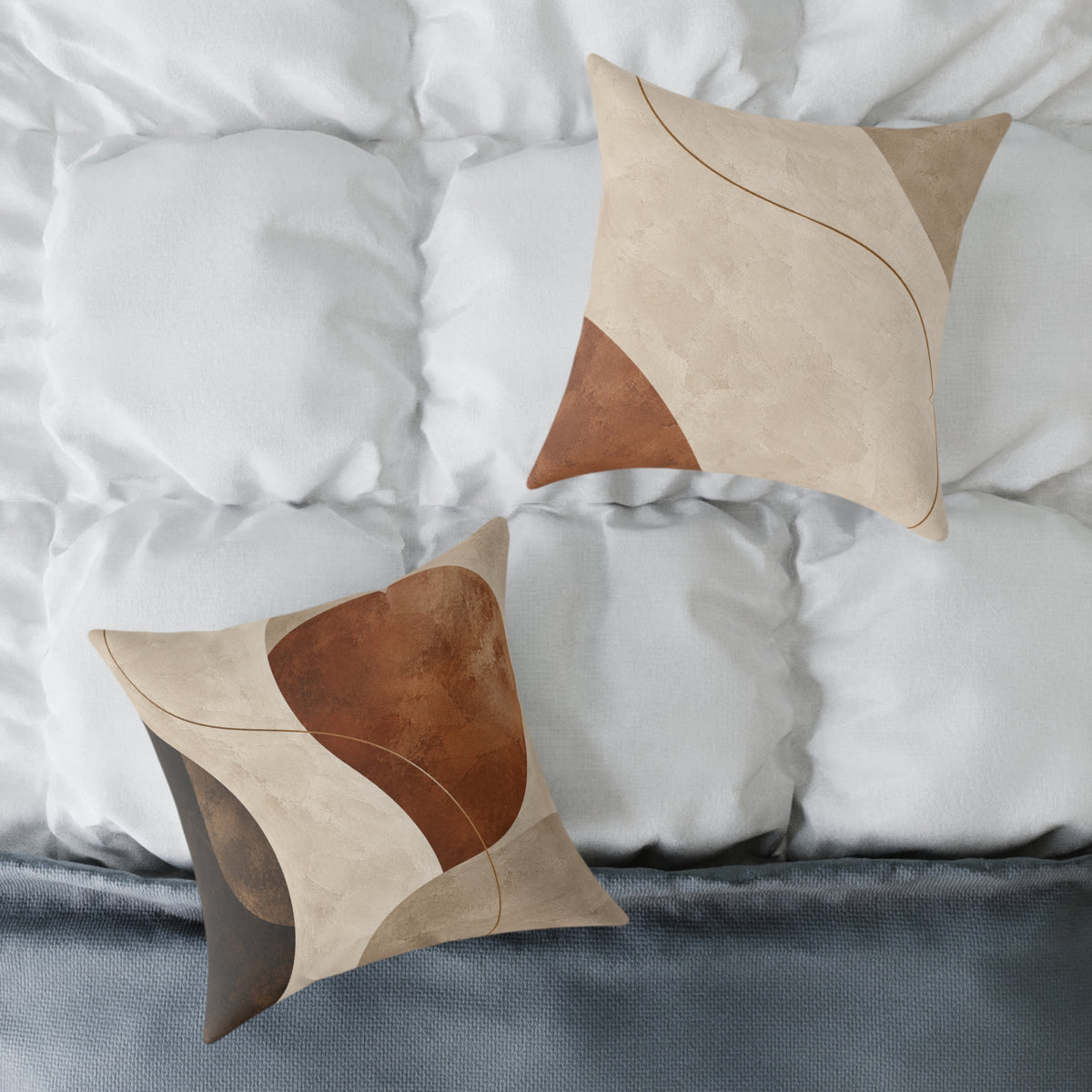 Quiet Orbit No.23 — Abstract Art Cushion | Neutral Terracotta Decorative Pillow